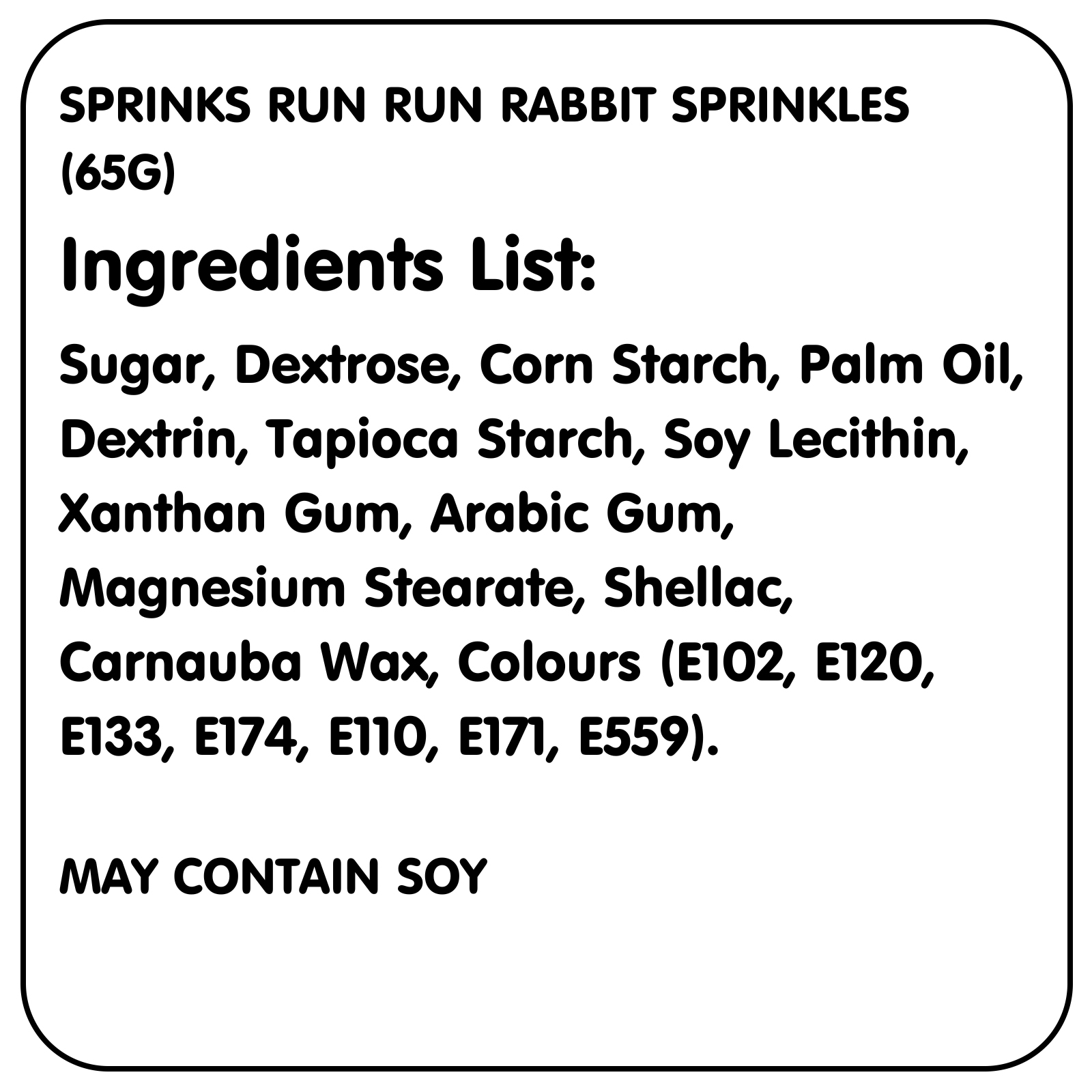 Sprinks Run Run Rabbit Sprinkles (65g) Easter Occasion & Event