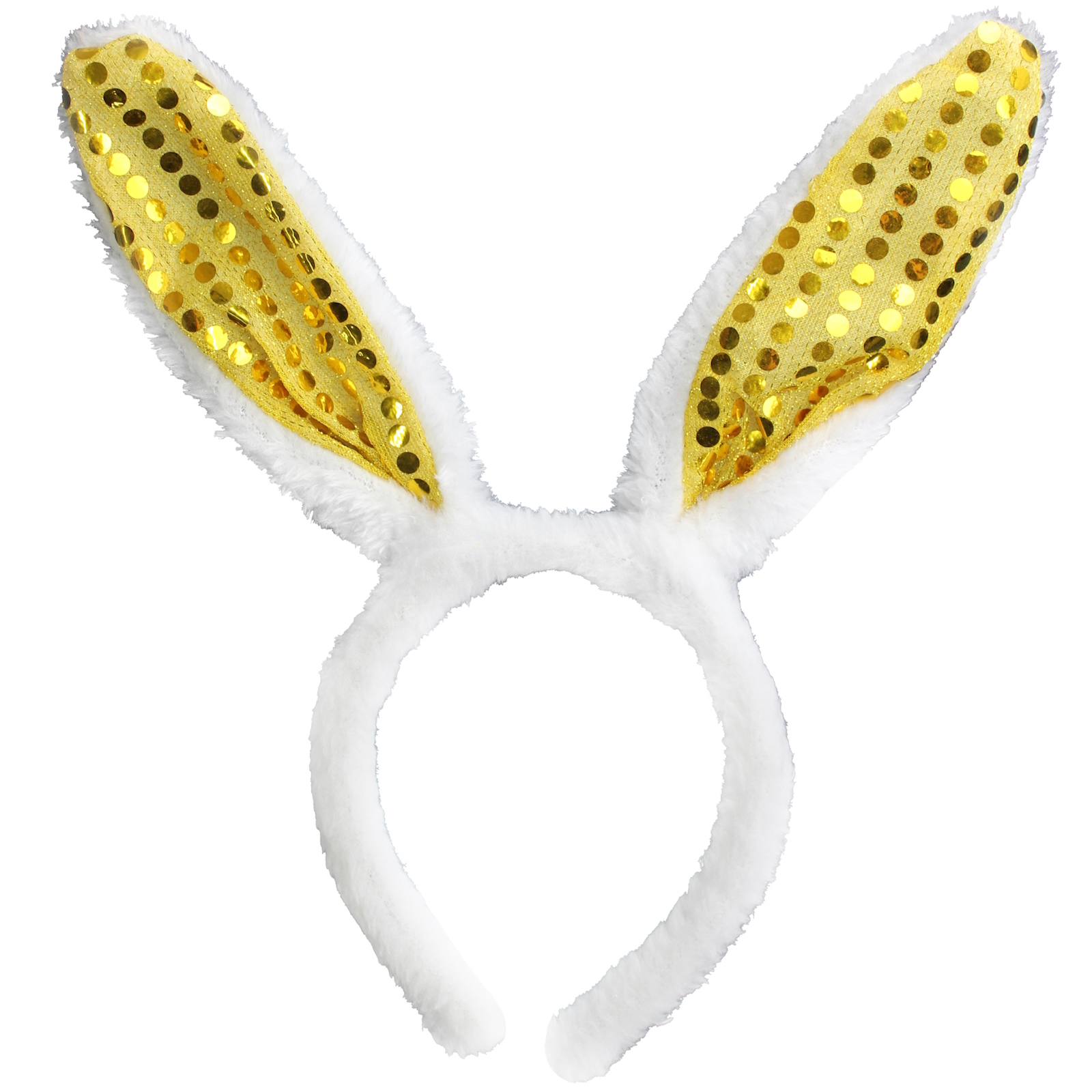 Plush Gold Sequin Bunny Ears Headband - Discount Party Supplies