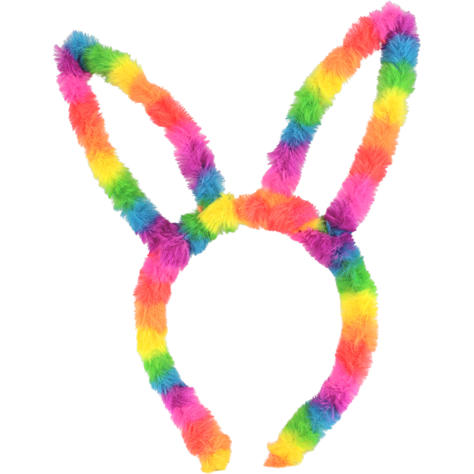 Furry Neon Rainbow Bunny Ears Headband