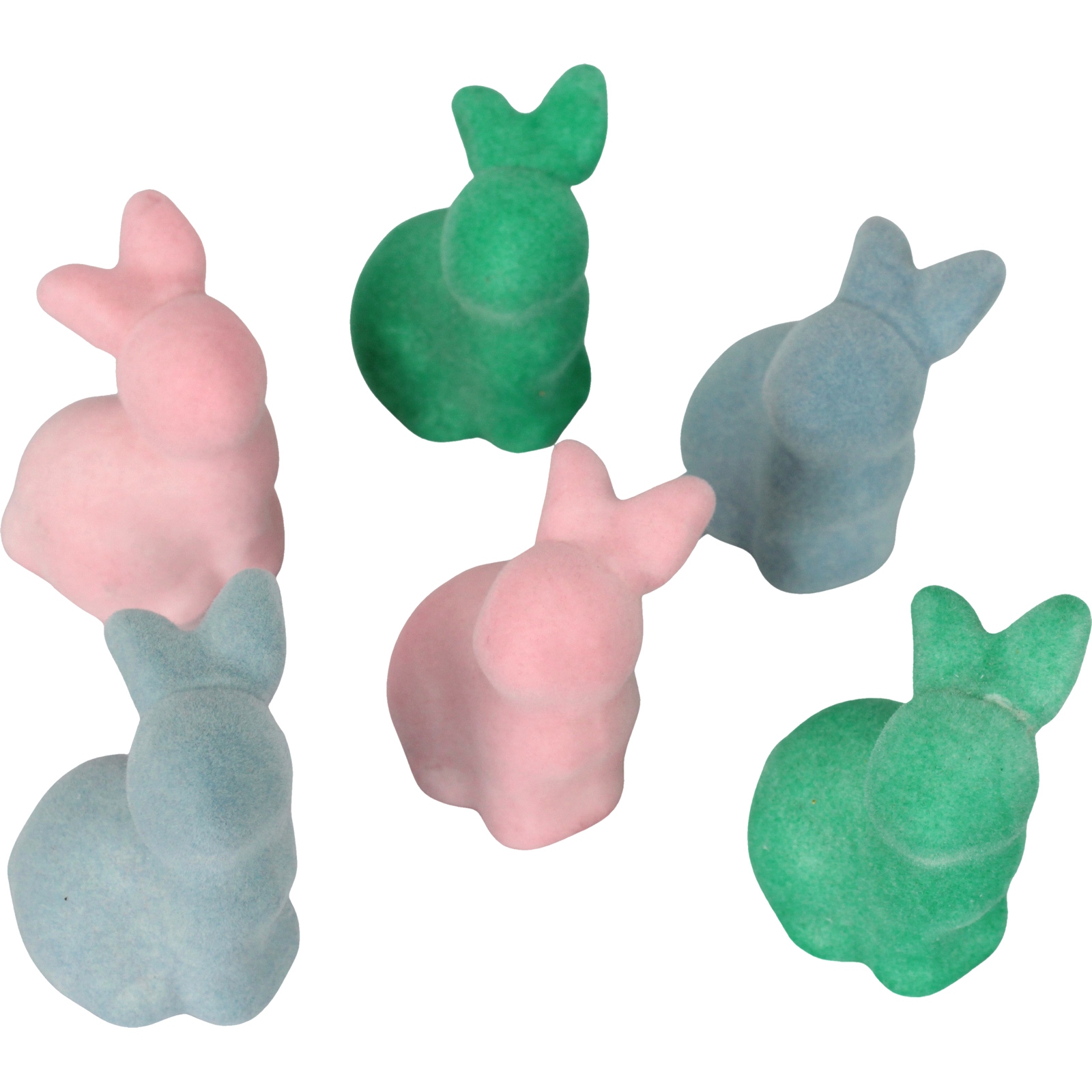Pastel Flocked Easter Bunny Decorations (Pack of 6) 