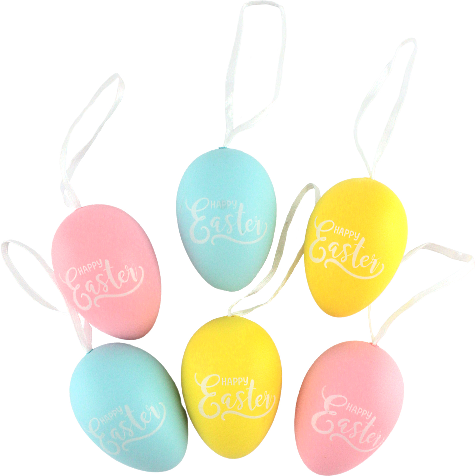 Happy Easter Hanging Egg Decorations (Pack of 6)