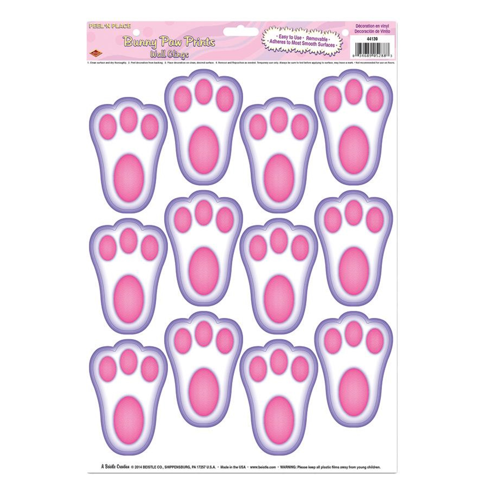 Bunny Paw Prints Peel N Place Easter Decoration