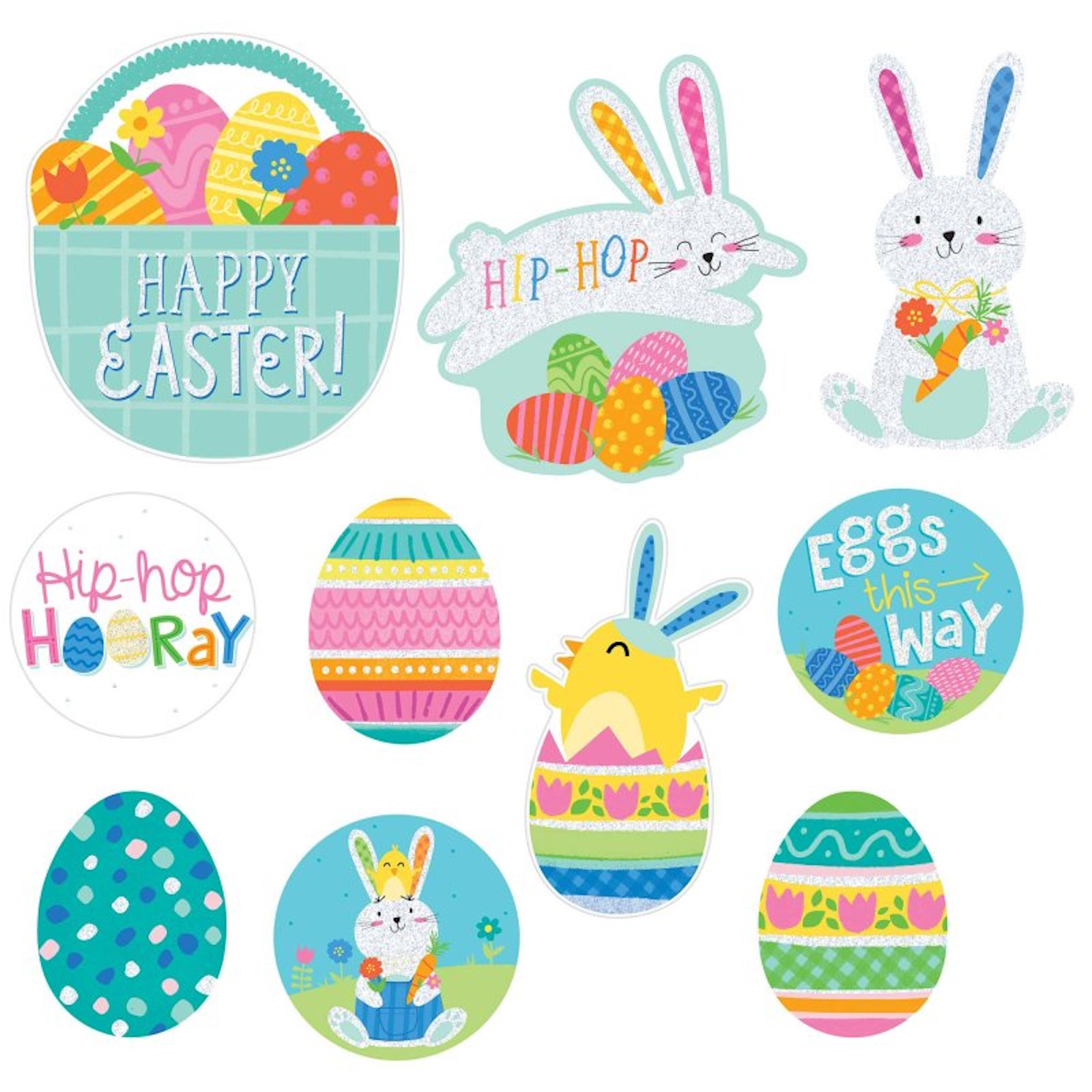 Mini Glitter Cutouts Easter Egg Cutouts (Pack of 10)
