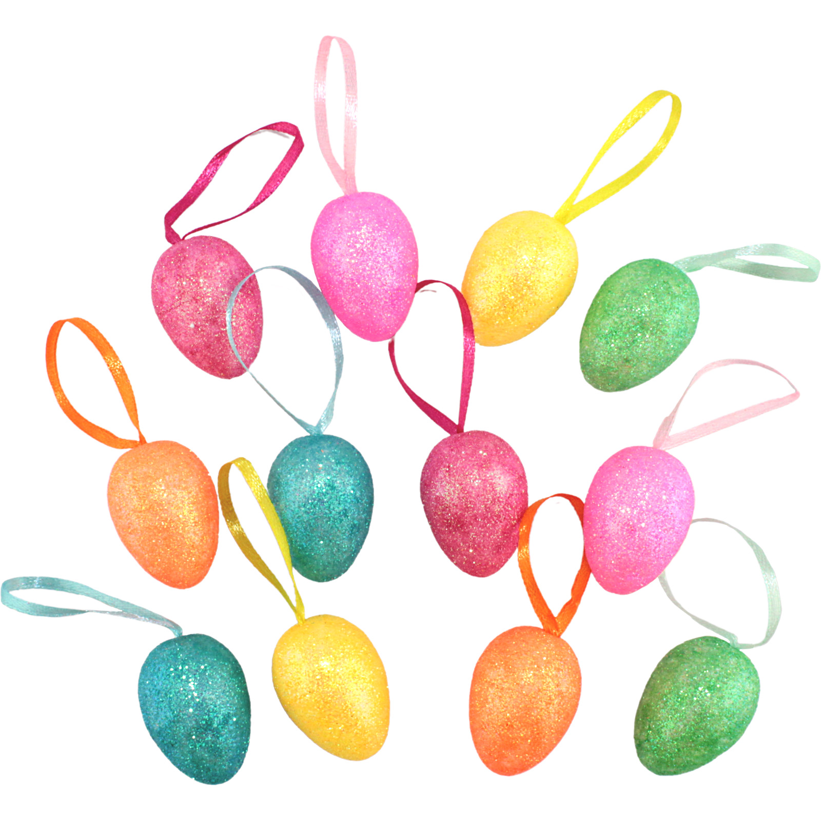 Glitter Foam Easter Egg Hanging Decorations (Pack of 12)