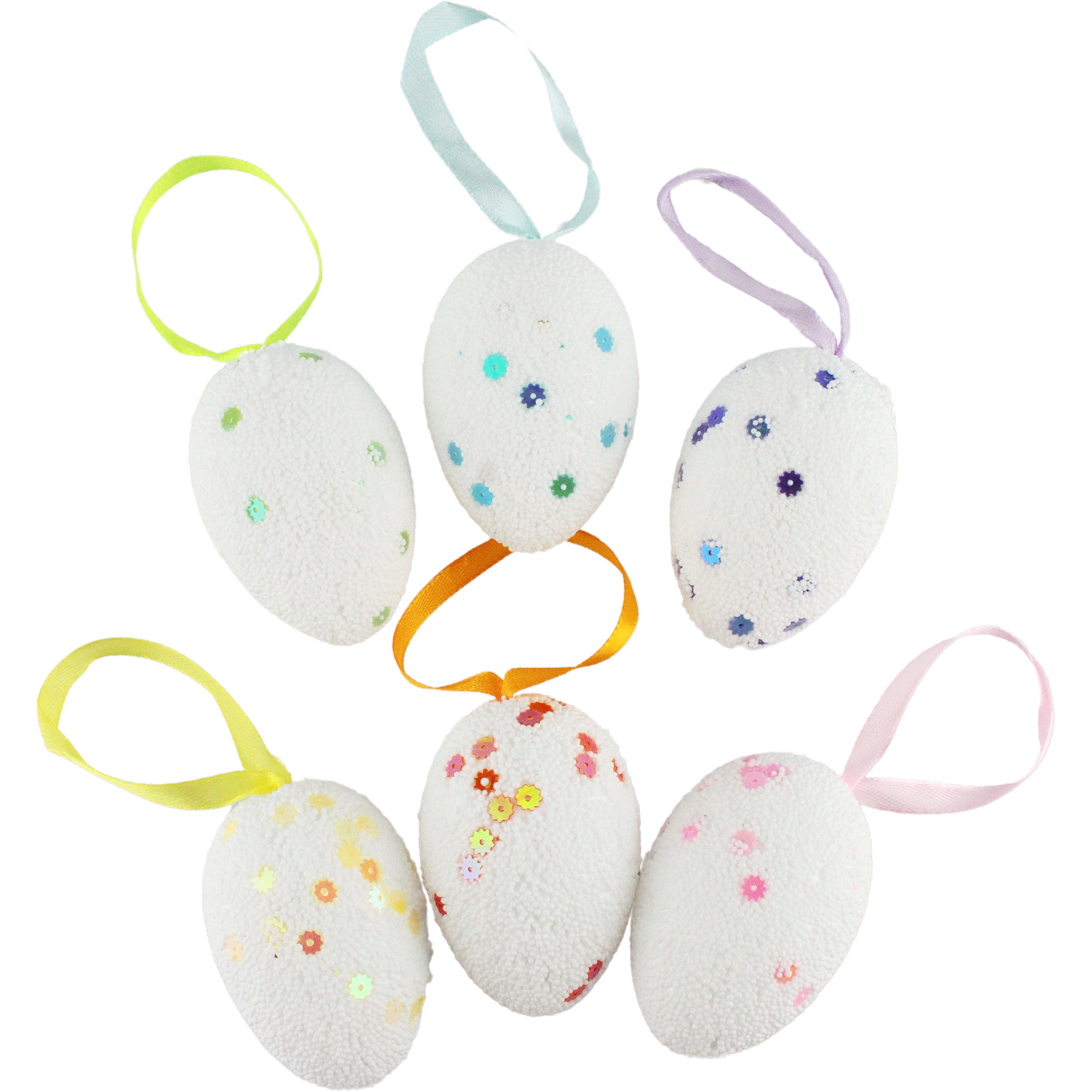 Sequin Foam Easter Egg Hanging Decorations (Pack of 6)
