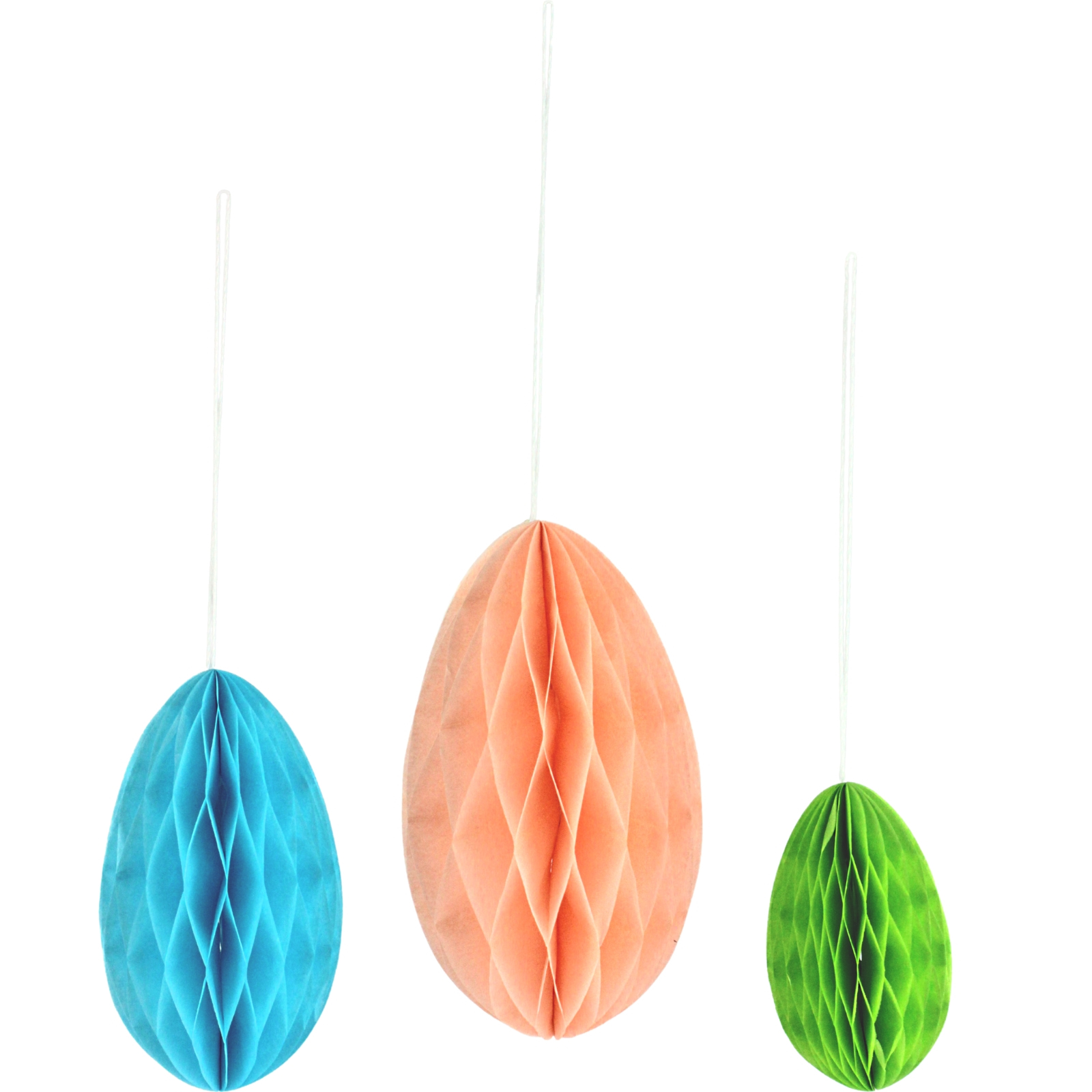 Whimsical Easter Egg Honeycomb Hanging Decorations Pack of 3