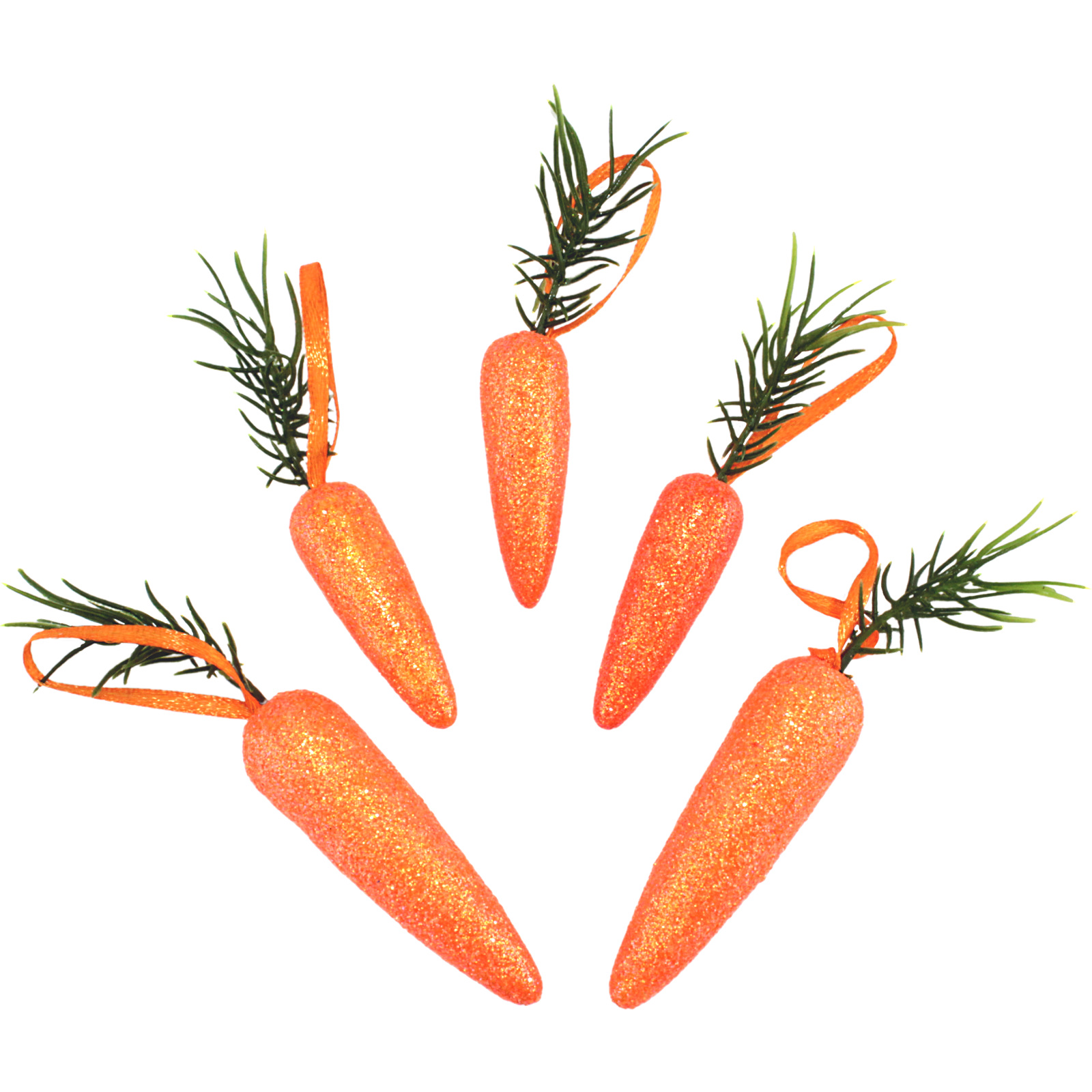 Glitter Foam Orange Carrot Hanging Decorations (Pack of 5)