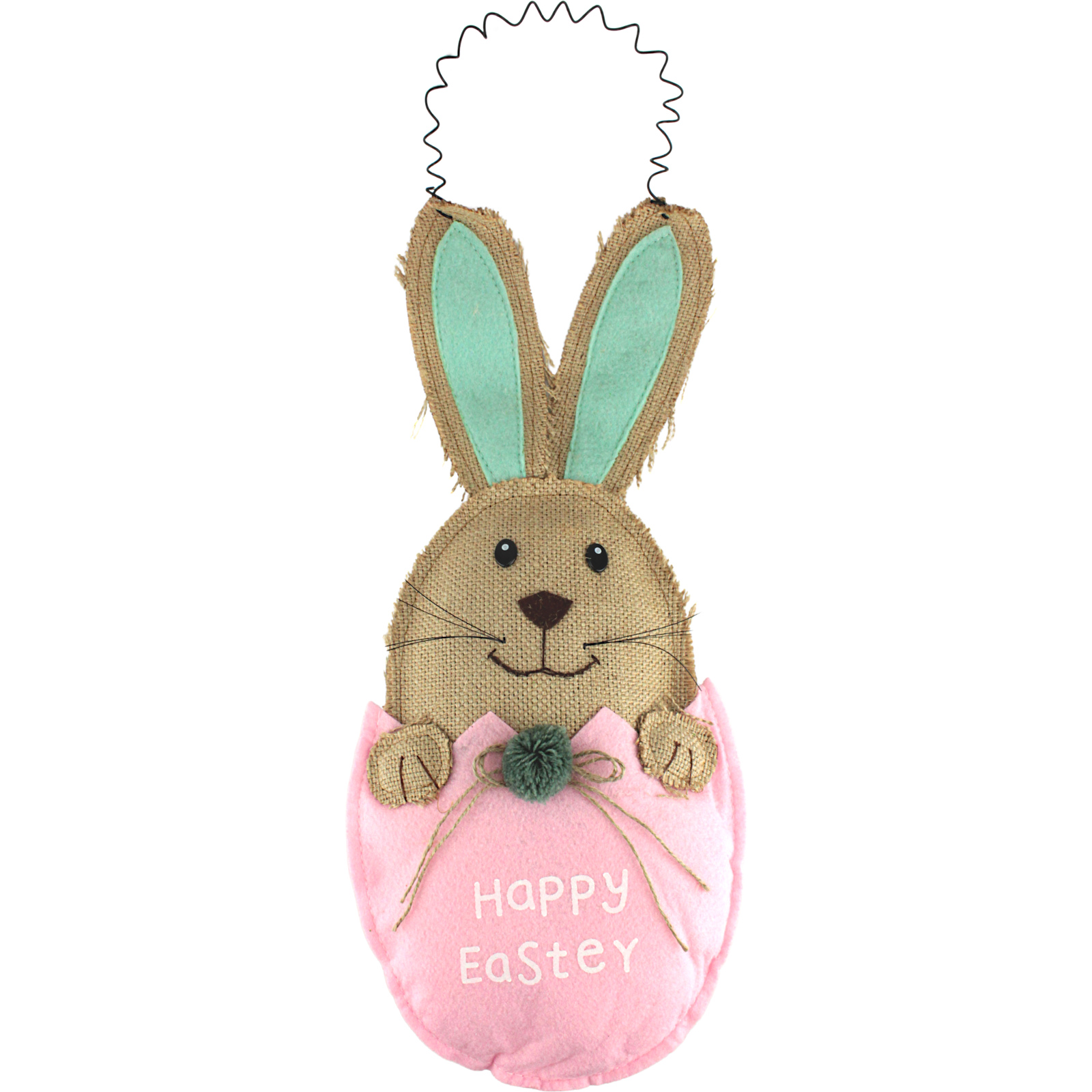 Happy Easter Bunny and Egg Hessian Wall Hanging Decoration