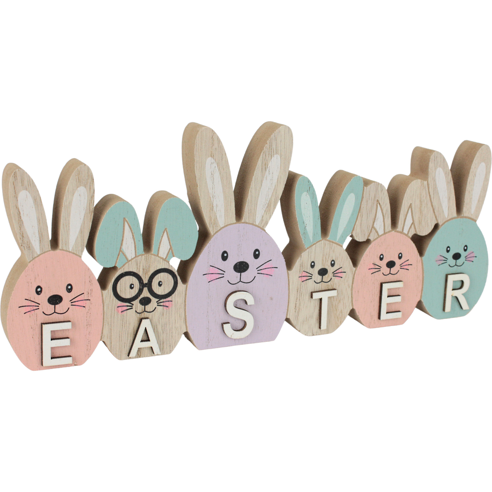 Pastel Wooden Easter Bunnies Sign 