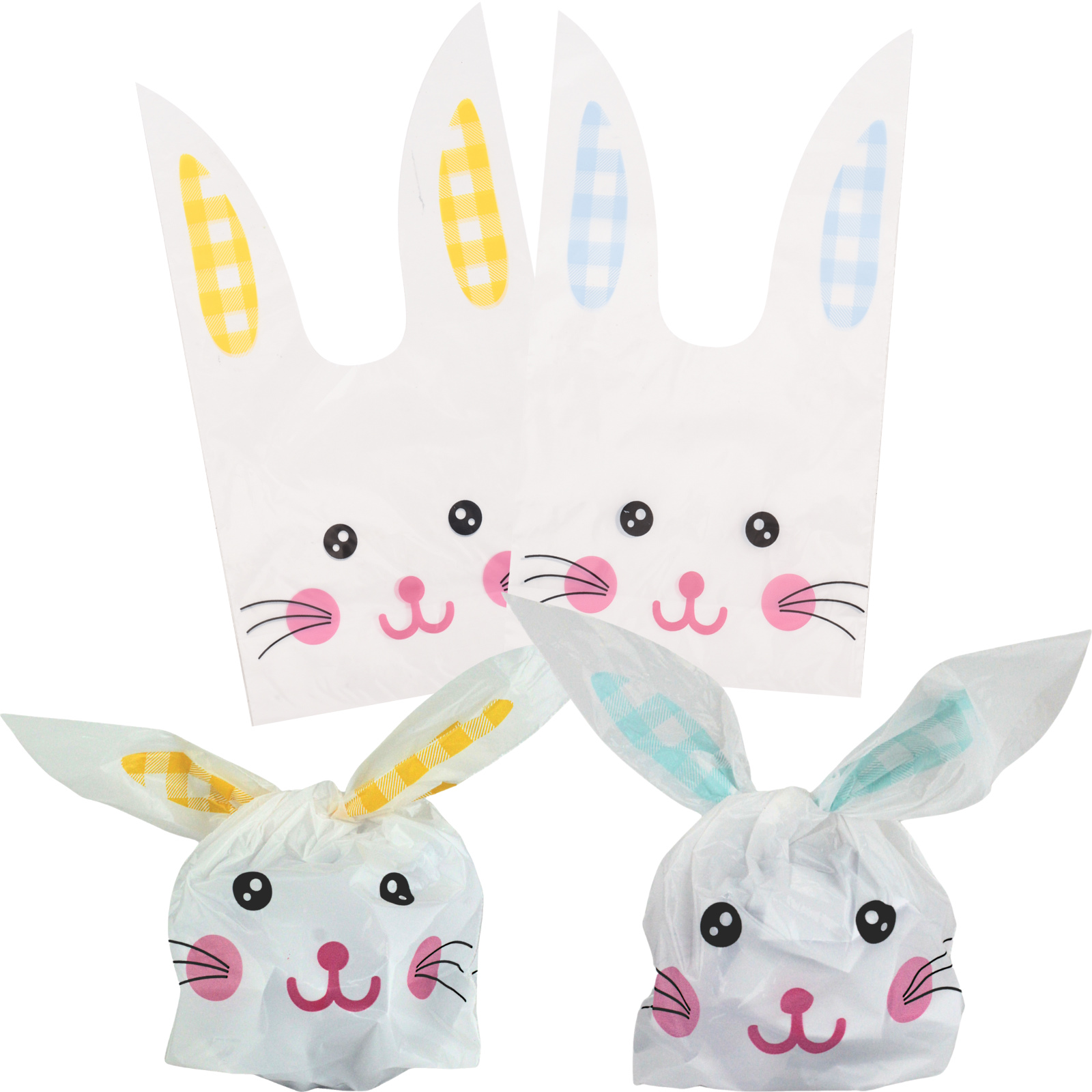 Easter Bunny Plaid Ear Treat Bags (Pack of 10)