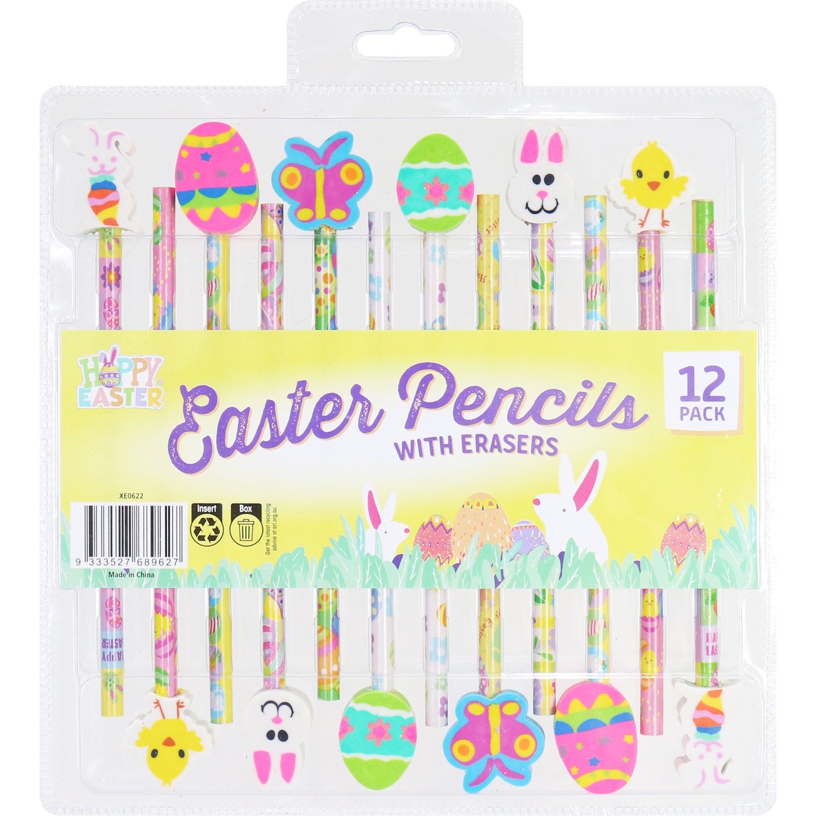 Easter Character Pencils & Erasers (Pack of 12) 