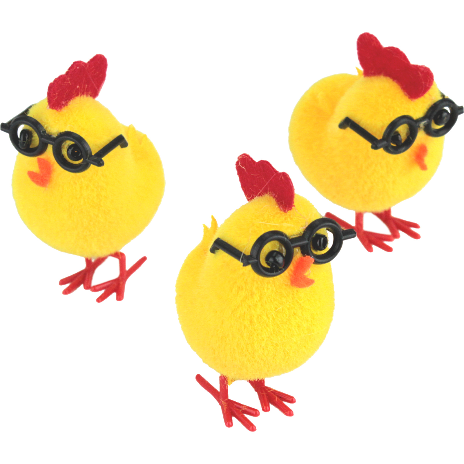 Fluffy Easter Chicks With Glasses 6cm (Pack of 3)