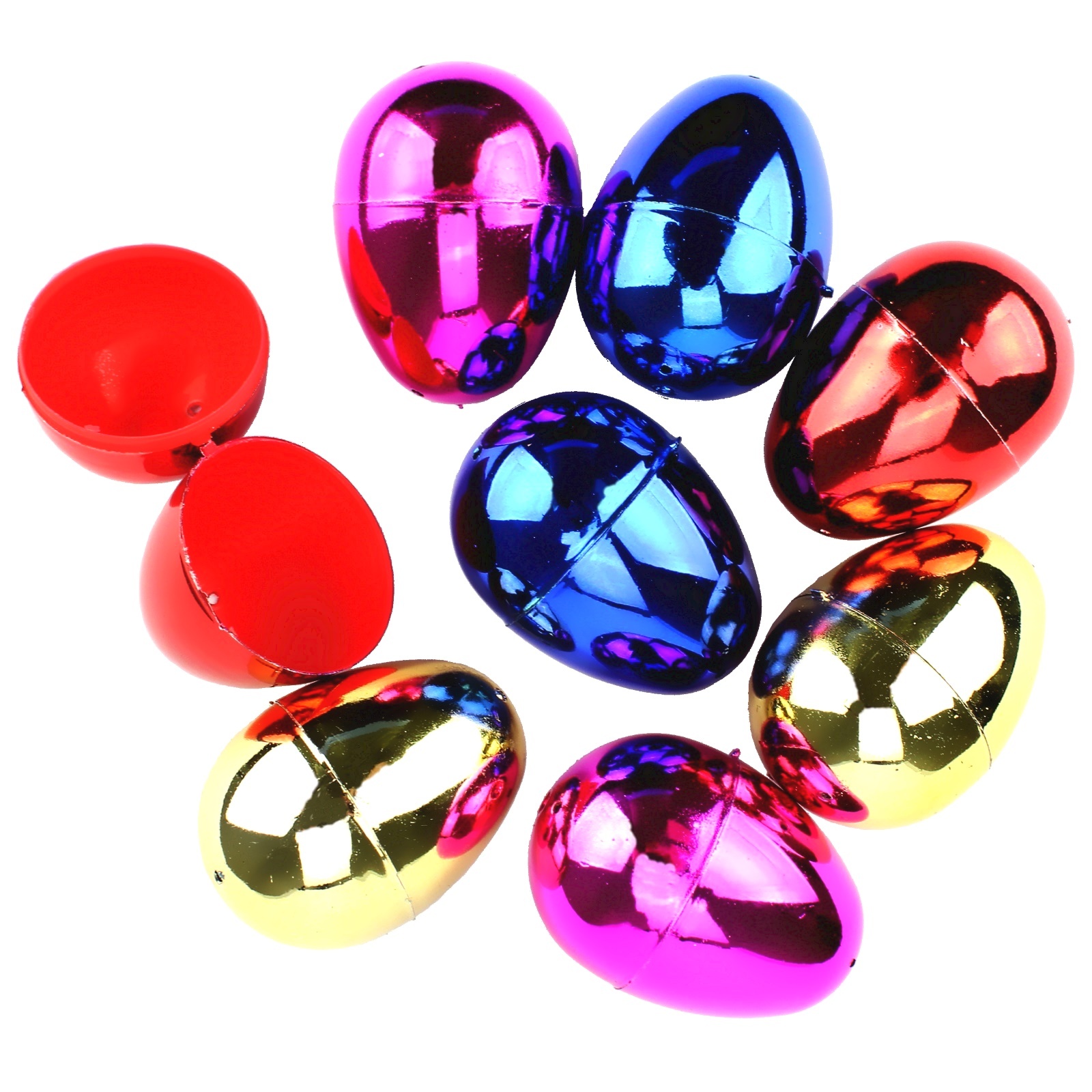 Metallic Coloured Fillable Plastic Easter Eggs 6cm (Pack of 8)