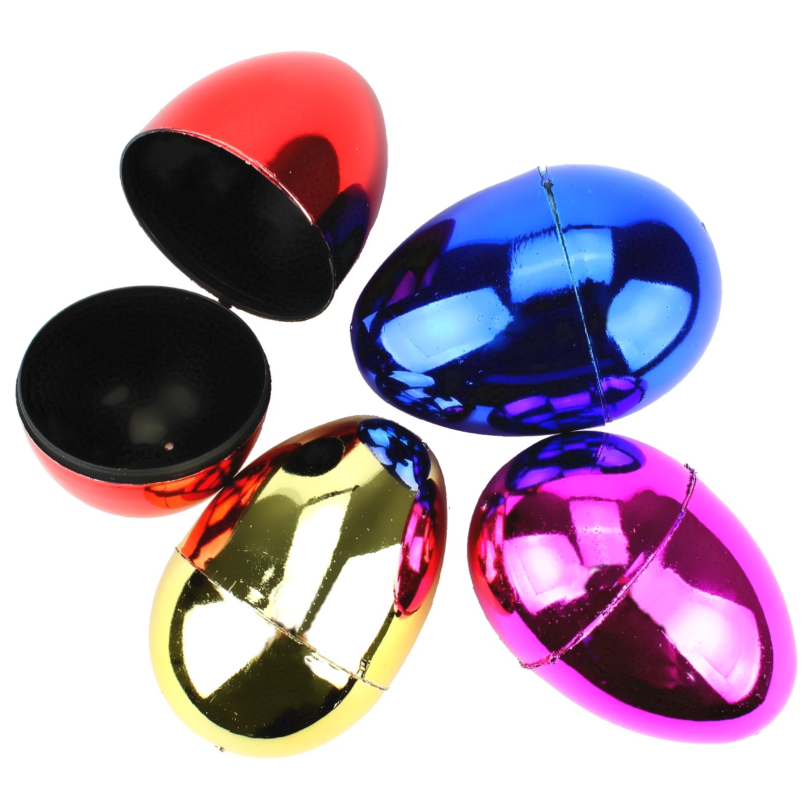 Metallic Coloured Plastic Easter Eggs 8cm (Pack of 4)