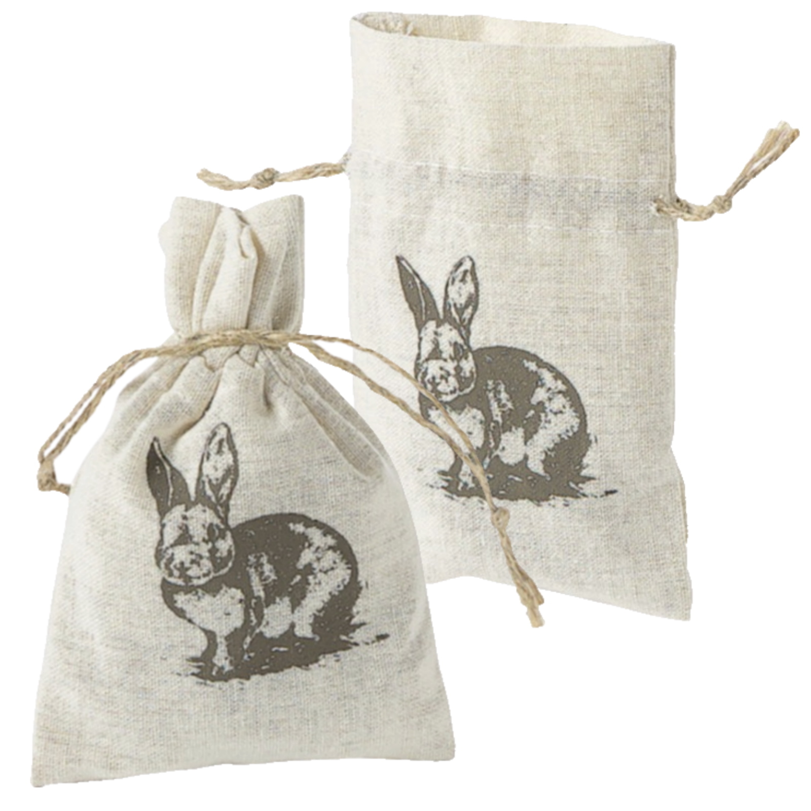 Vintage Bunny Canvas Drawstring Bags (Pack of 12)