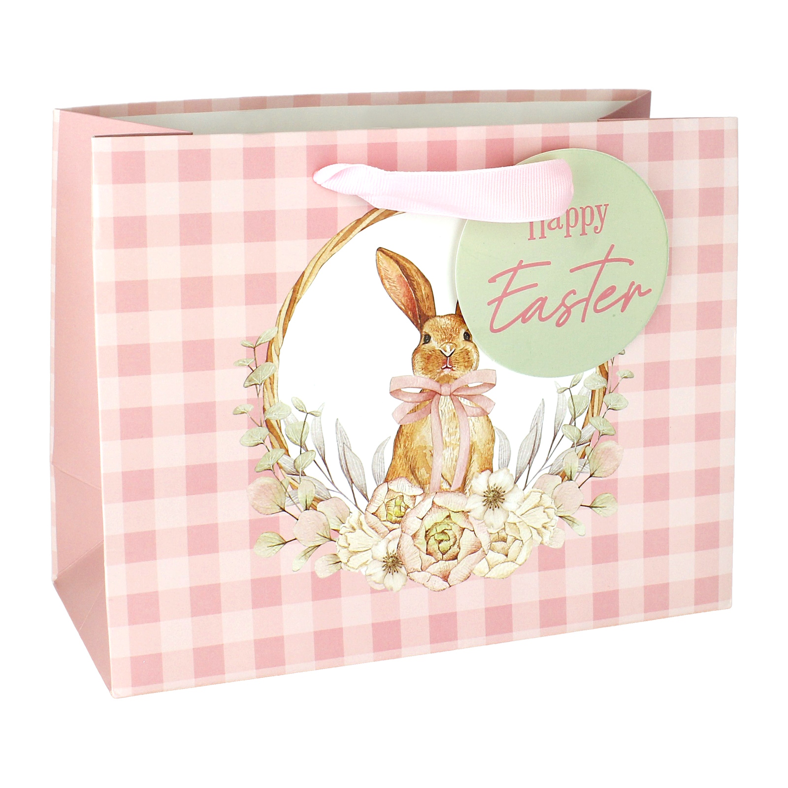Gingham Cottage Bunnies Paper Gift Bag 22cm