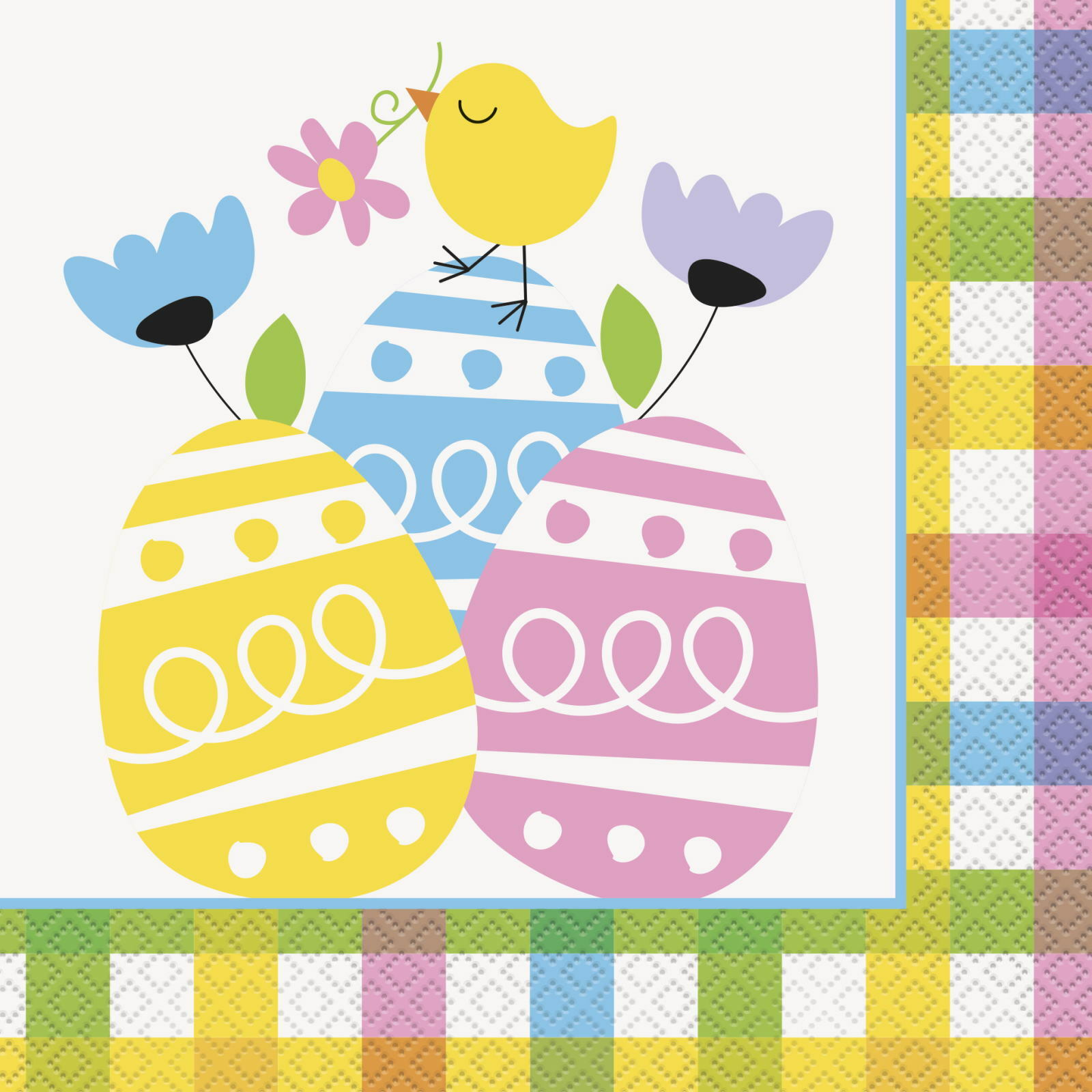 Easter Plaid Large Napkins / Serviettes (Pack of 20)