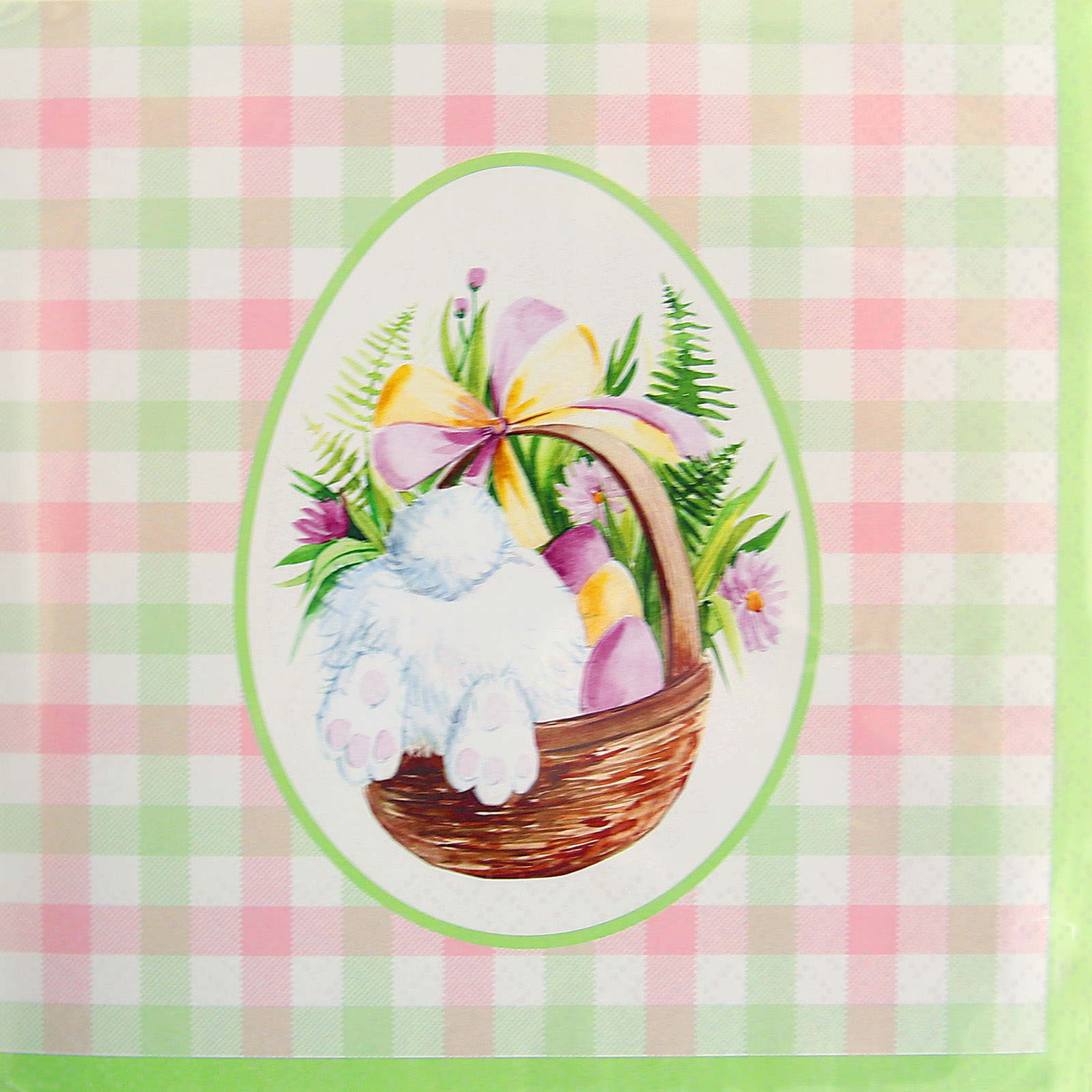 Gingham Garden Bunny Large Napkins / Serviettes (Pack of 20) 