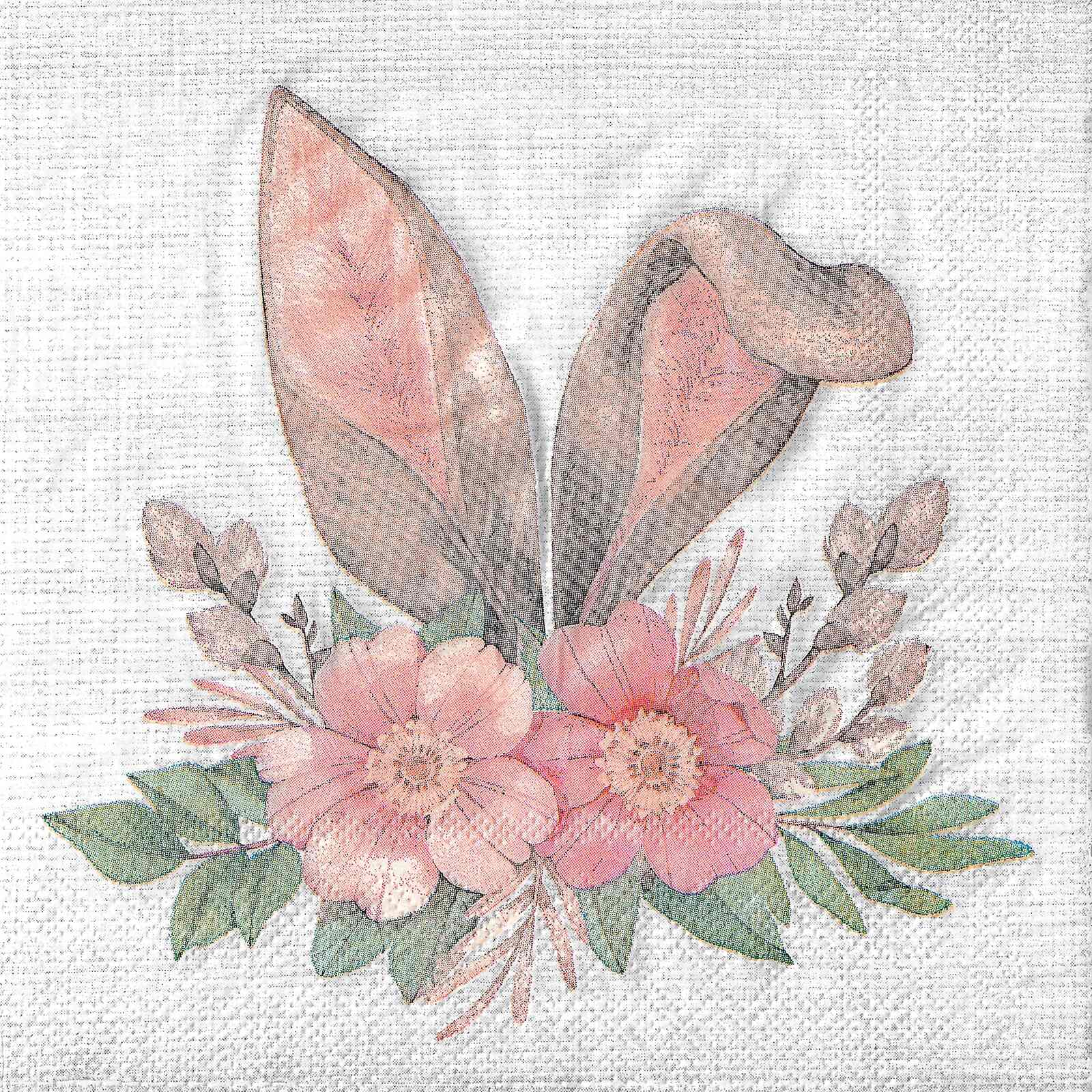 Floral Easter Bunny Ears Large Napkins / Serviettes (Pack of 25) 