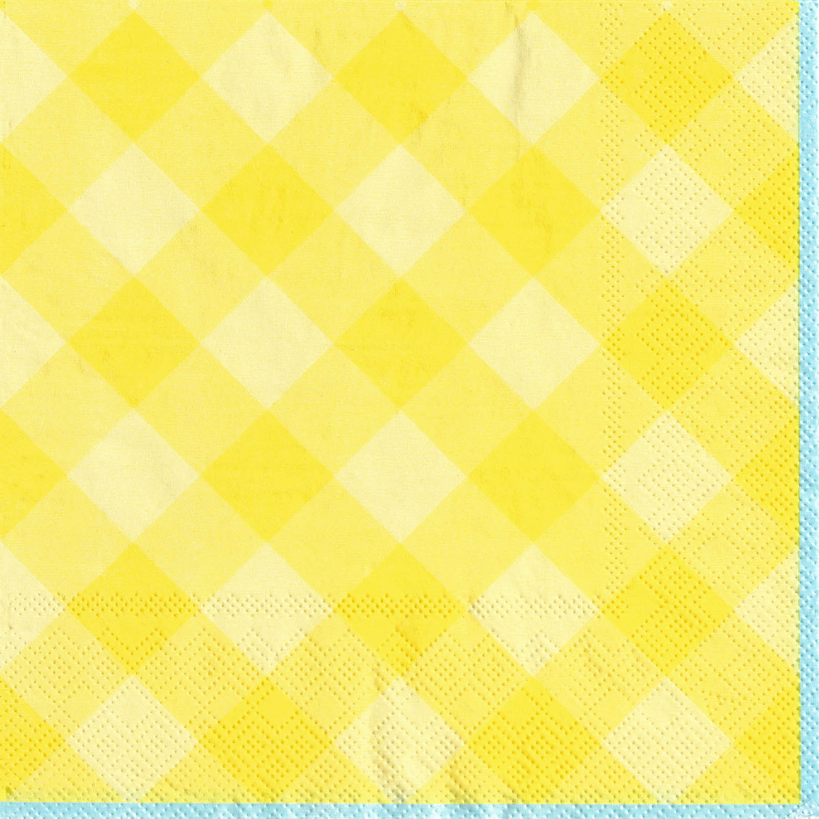 Easter Yellow With Blue Trim Large Napkins / Serviettes (Pack of 25)