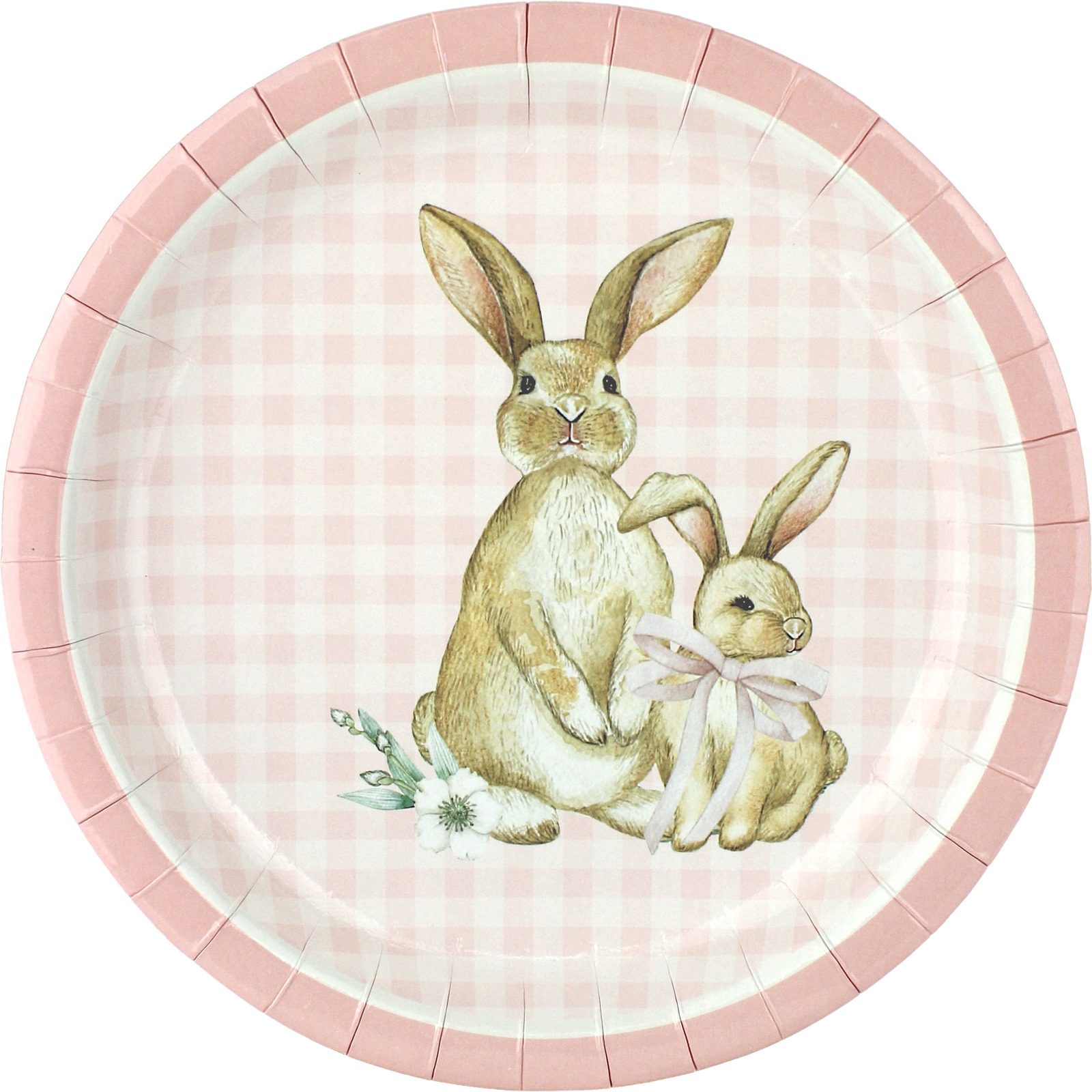 Gingham Cottage Bunnies Large Paper Plates (Pack of 12)