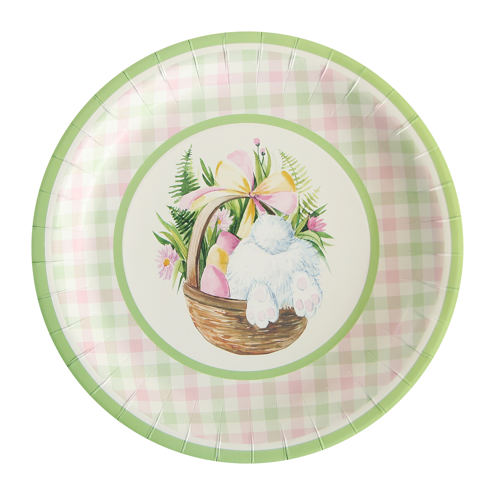 Gingham Garden Bunny Small Paper Plates (Pack of 12) 