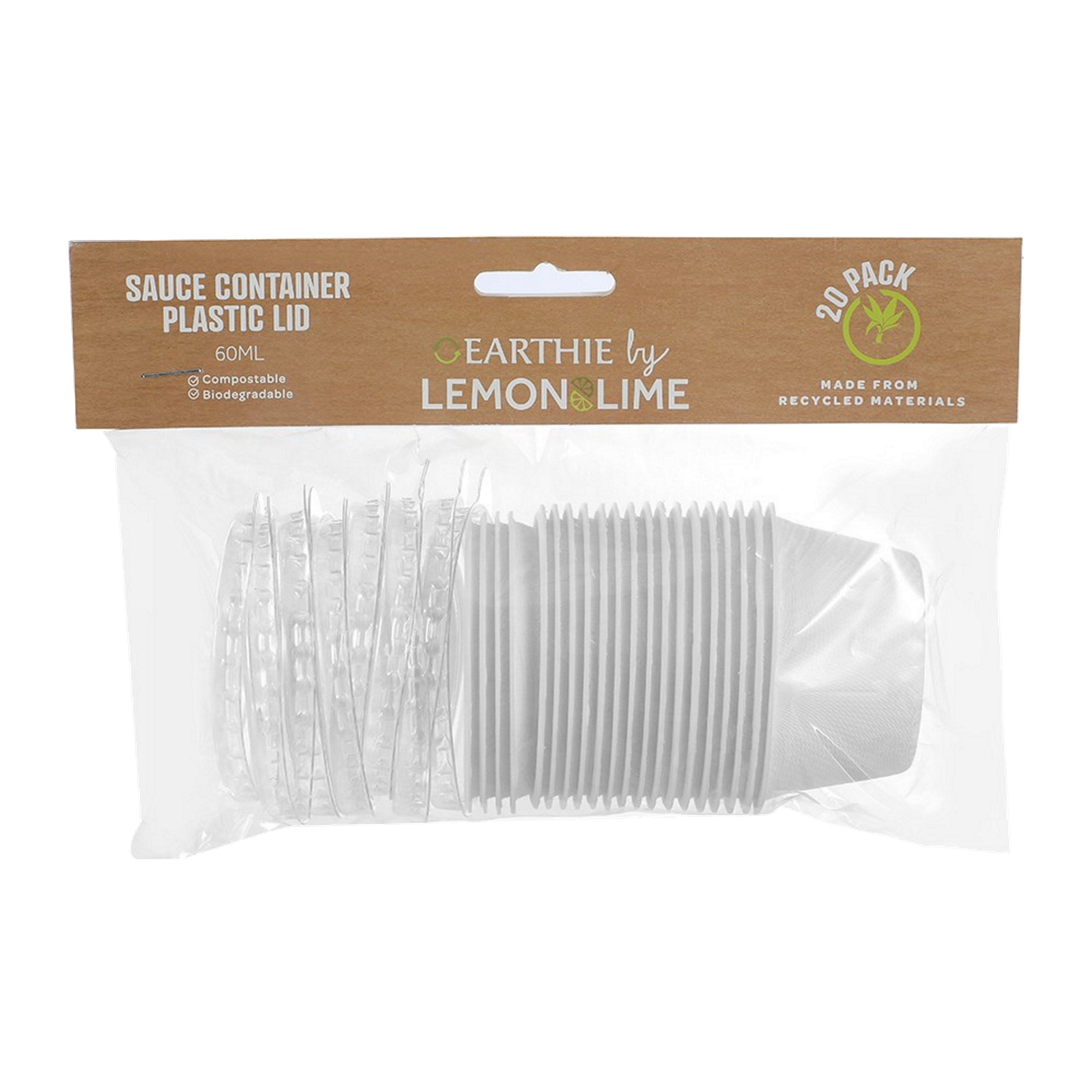 White Eco Sugarcane Sauce Container With Plastic Lid 60ml (Pack of 20) 