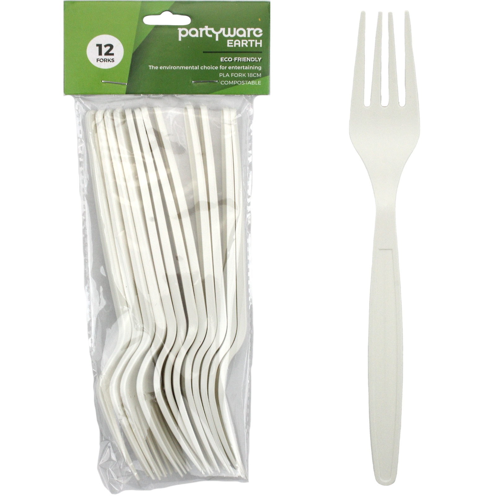 White Eco Plastic PLA Forks (Pack of 12)