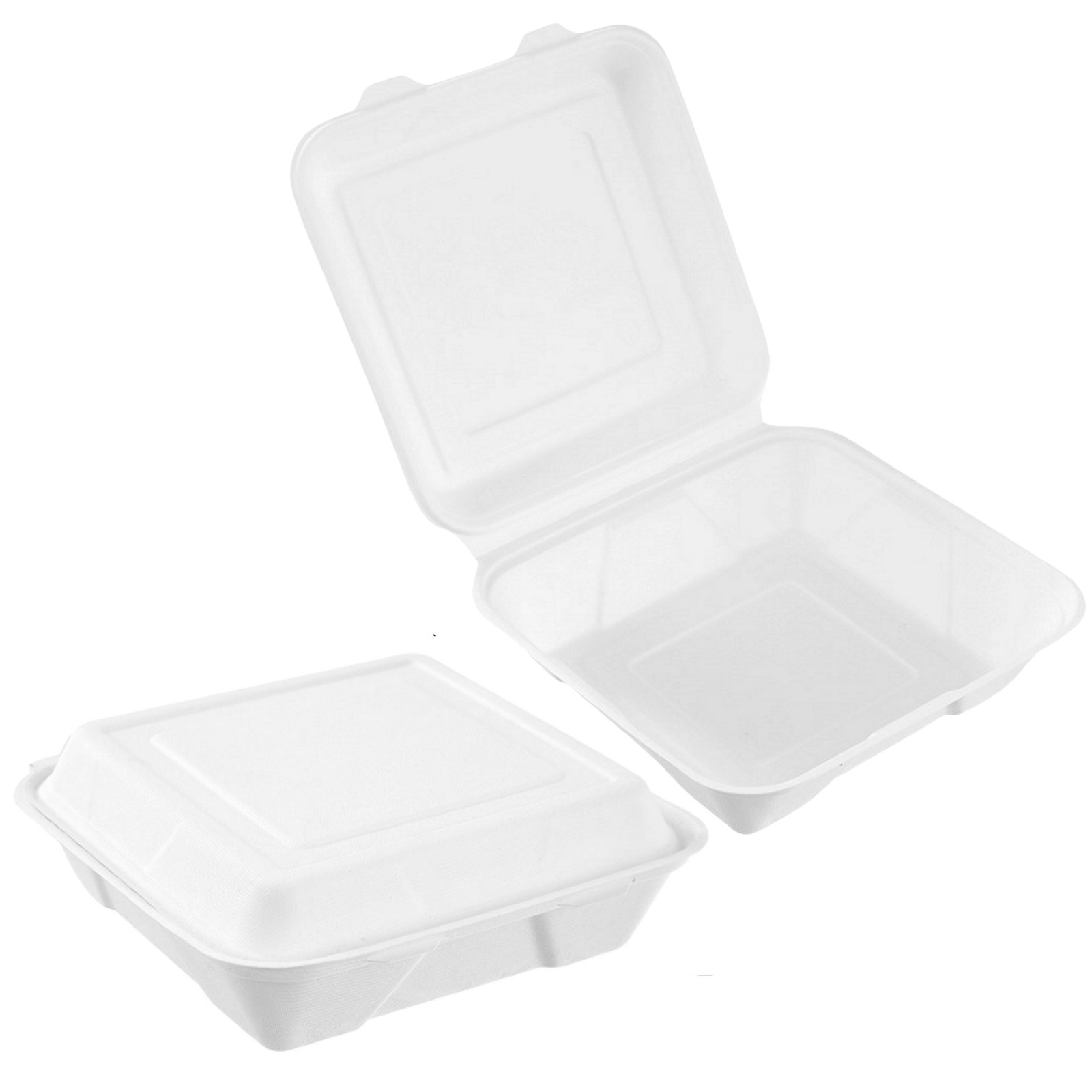 White Eco Sugarcane 1.2L Dinner Boxes 23.5cm x 6cm (Pack of 4)