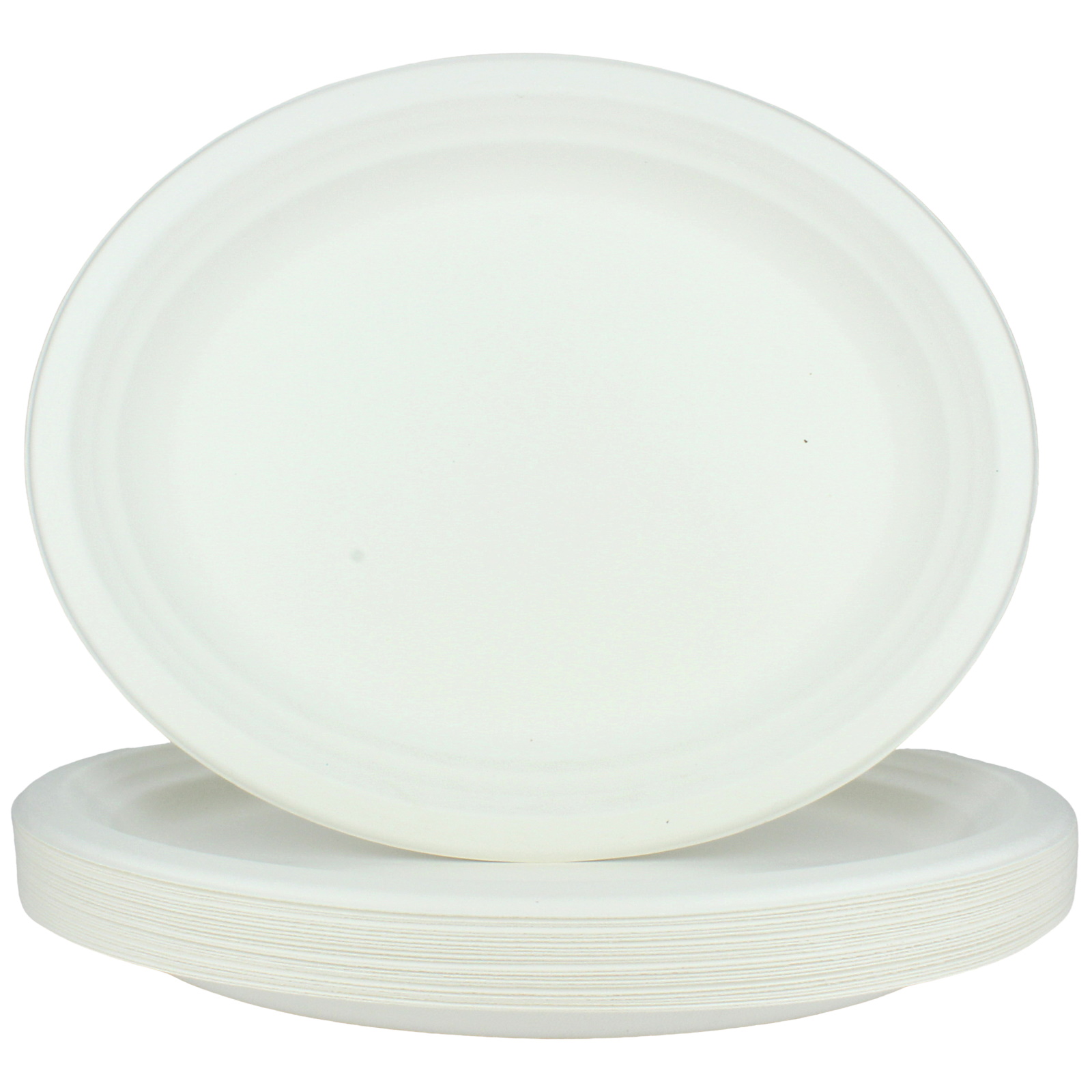 White Sugar Cane Oval Paper Plates (Pack of 24)