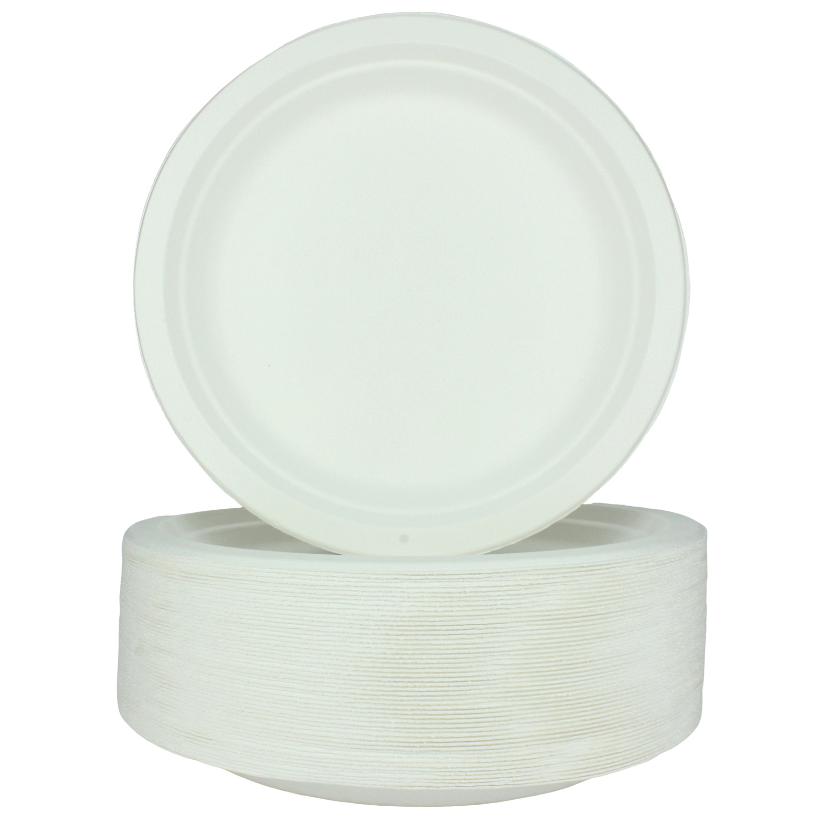 White Sugar Cane Luncheon Round Paper Plates (Pack of 50)