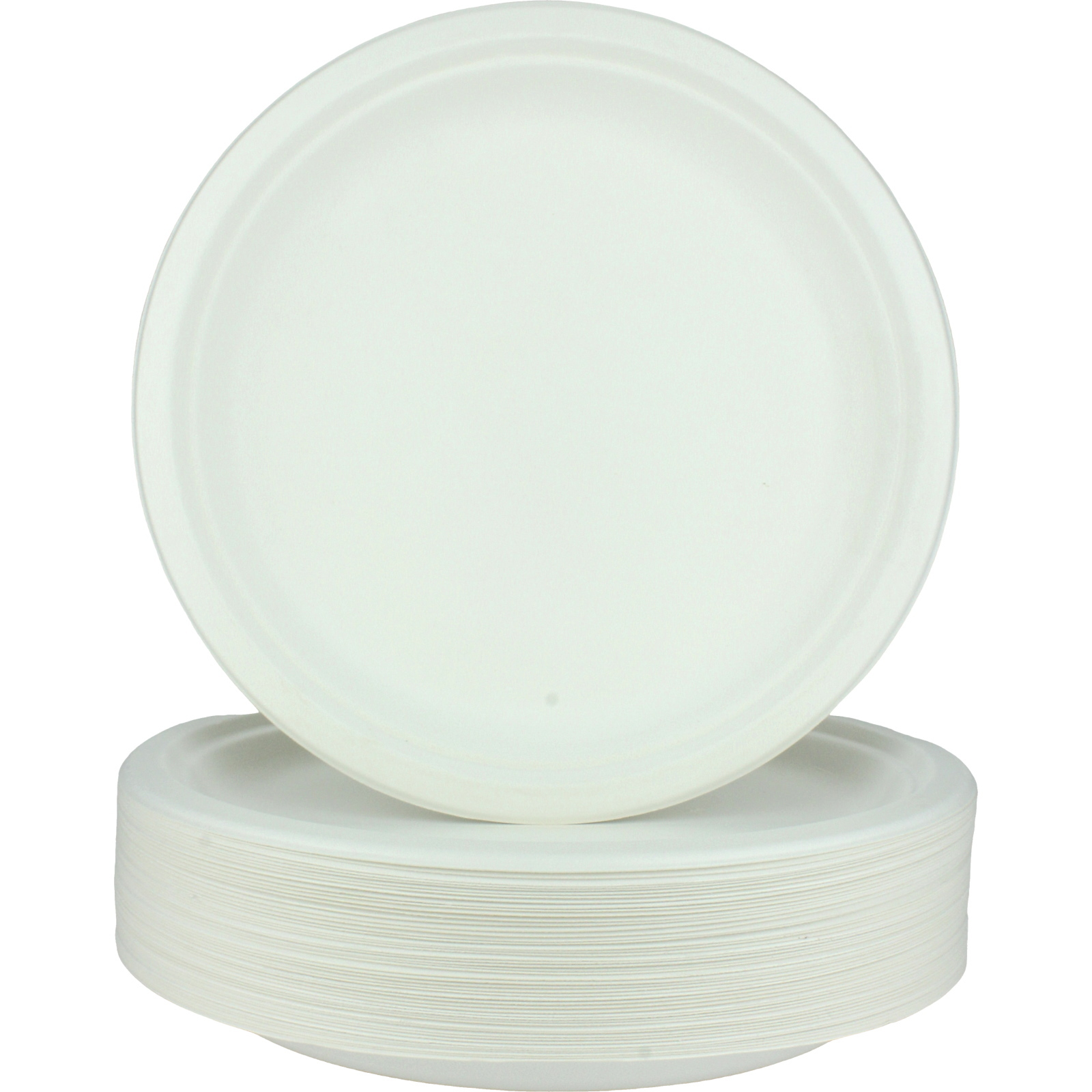 White Sugar Cane Dinner Round Paper Plates (Pack of 50)