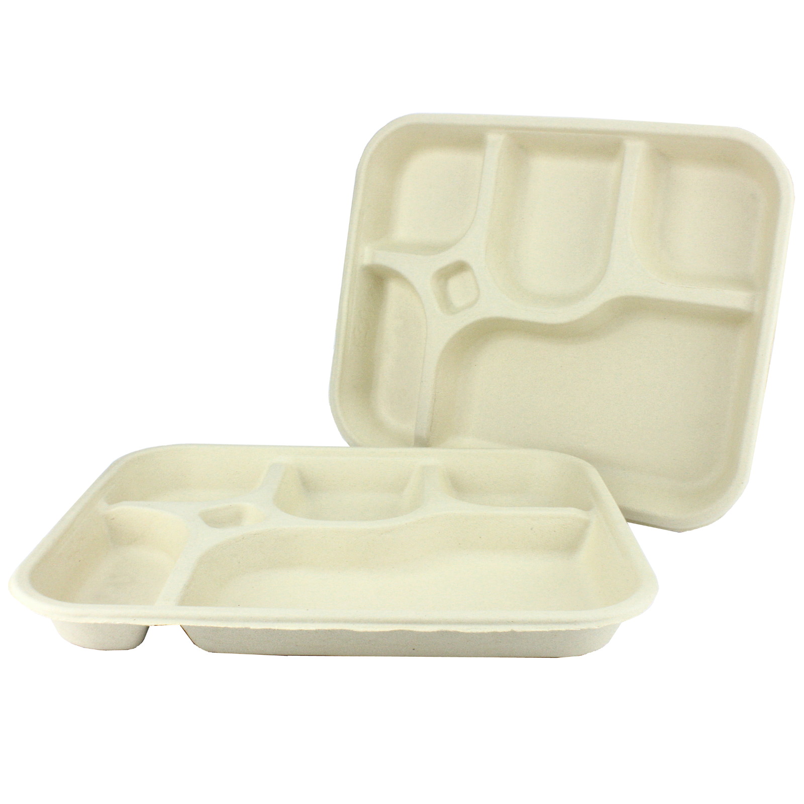 Sugarcane Pulp 5 Compartment Bento Trays (Pack of 25)