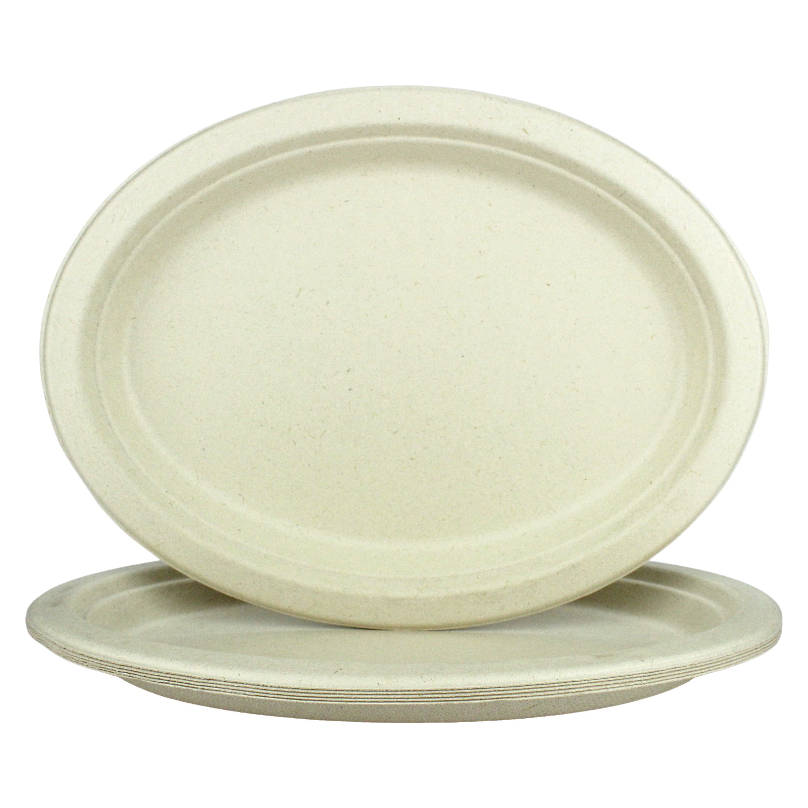 Biodegradable Natural Sugarcane Oval Plates 26cm x 20cm (Pack of 6)