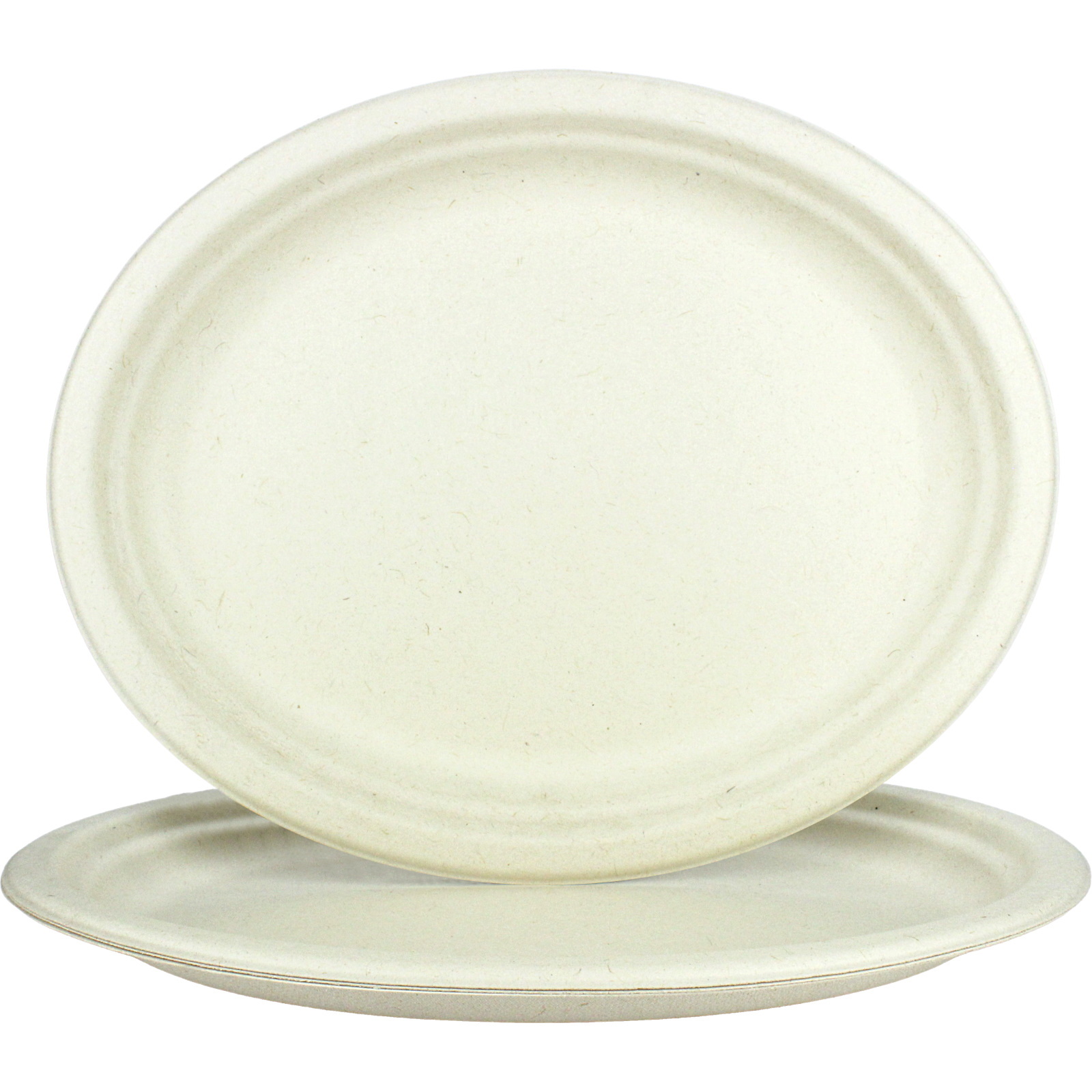 Biodegradable Natural Sugarcane Oval Plates 31.8cm x 25.2cm (Pack of 4)