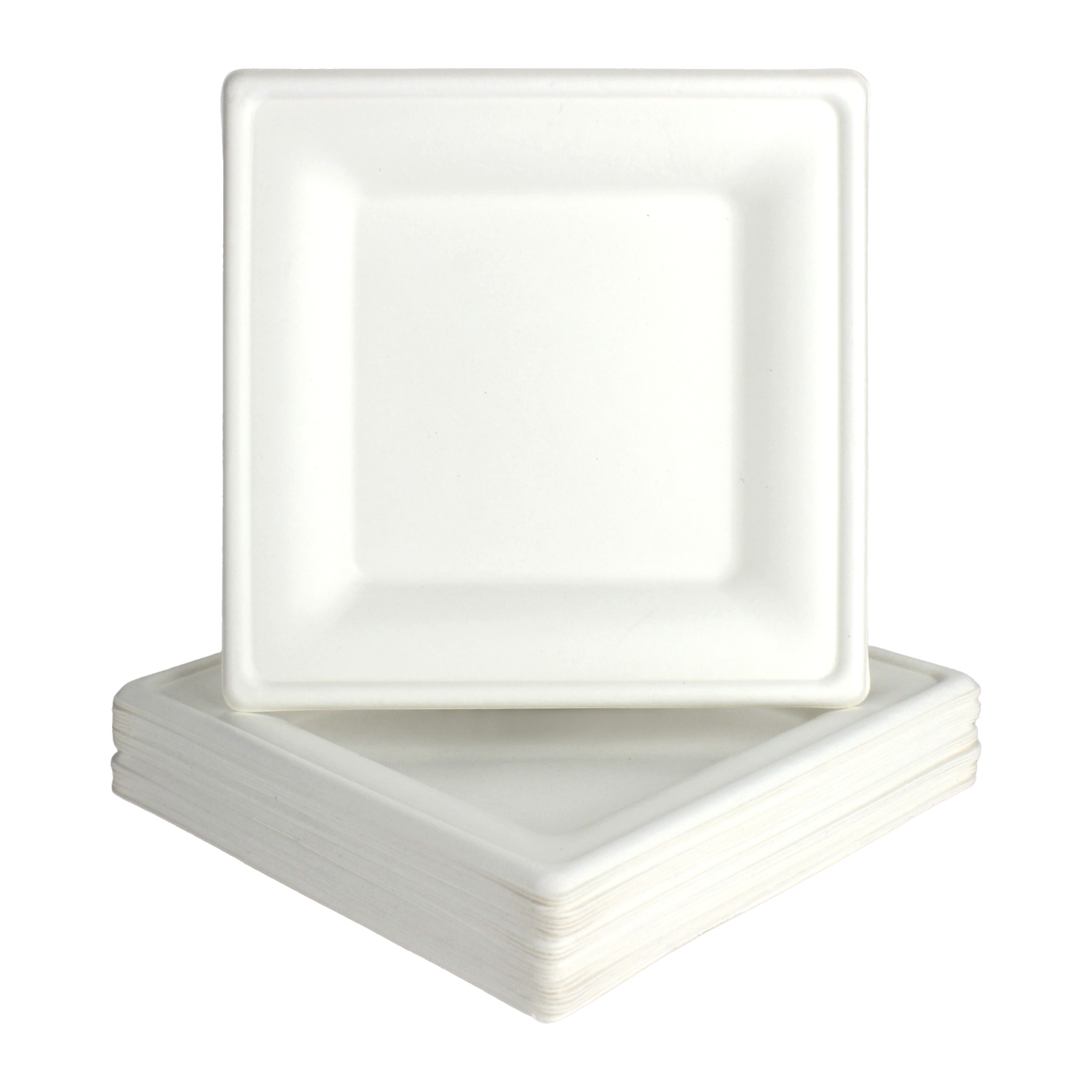 White Sugar Cane Small Square Paper Plates (Pack of 22)