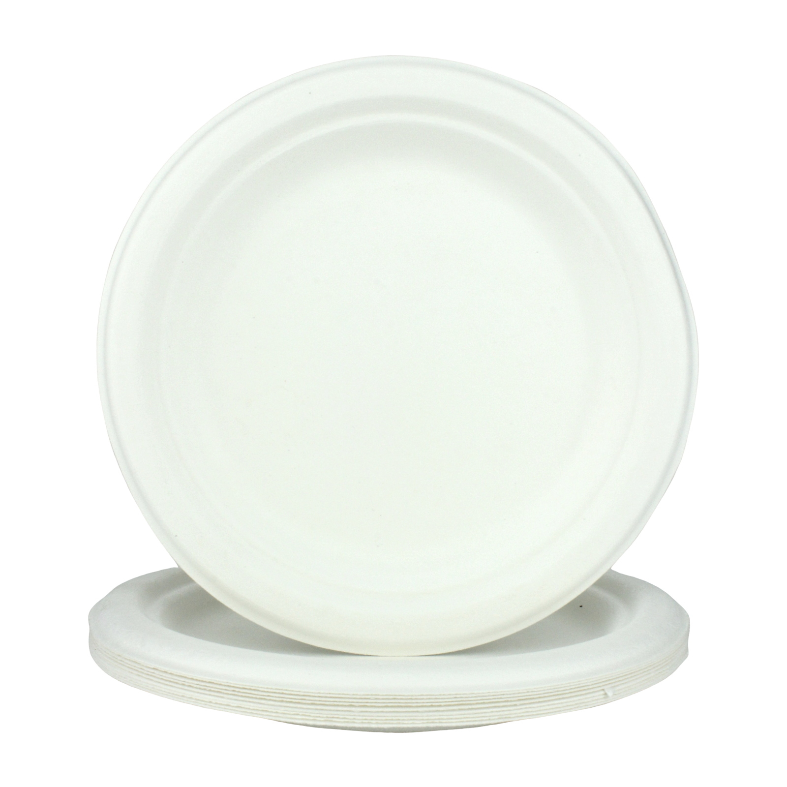 White Sugar Cane Small Round Paper Plates (Pack of 10)