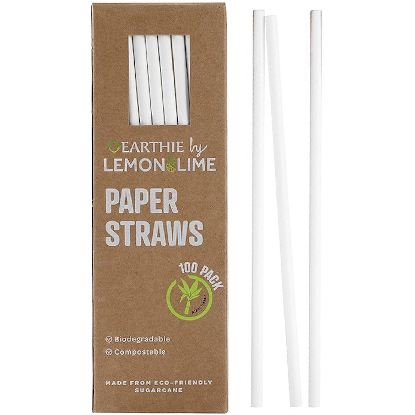 White Eco Paper Straws (Bulk Pack of 100)