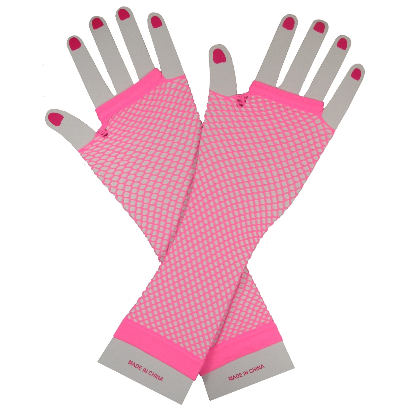 Pink Fingerless Fishnet Gloves