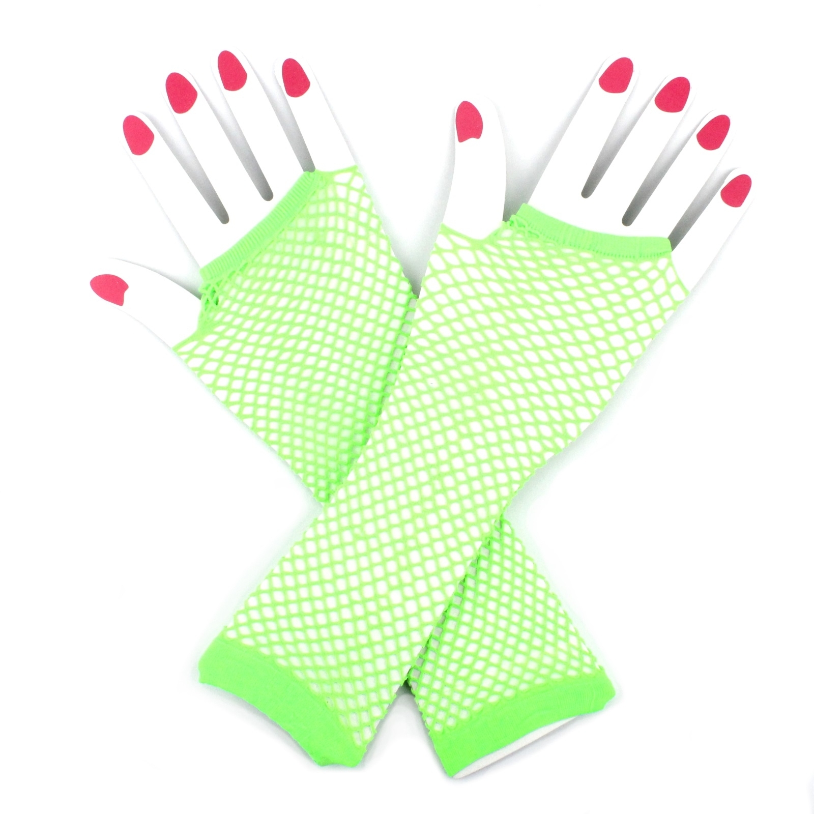 Neon Lime Green Fingerless Gloves 80's Retro Themed Party