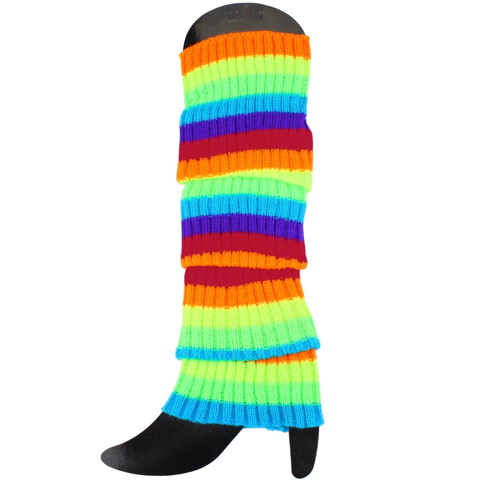 Rainbow Neon Stripe Knitted Leg Warmers