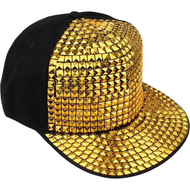 Black & Gold Studded Hip Hop Cap | 80's Retro | Themed Party Supplies ...