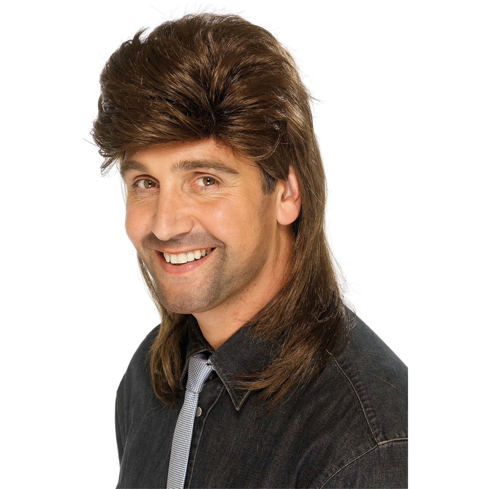 Men's Brown Mullet Wig