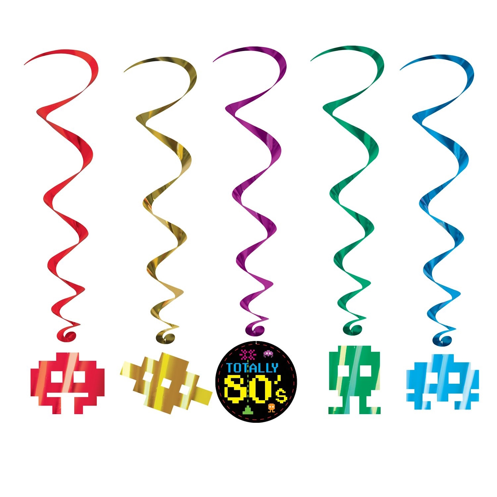 80's Swirl Decorations (Pack of 5)