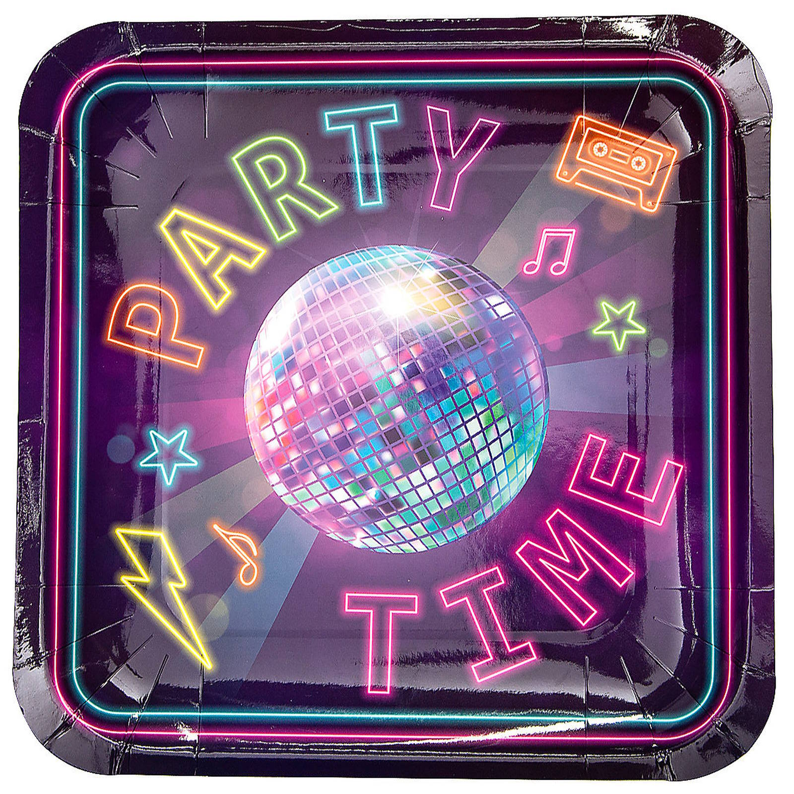 Retro Vibes Large Square Paper Plates (Pack of 8)