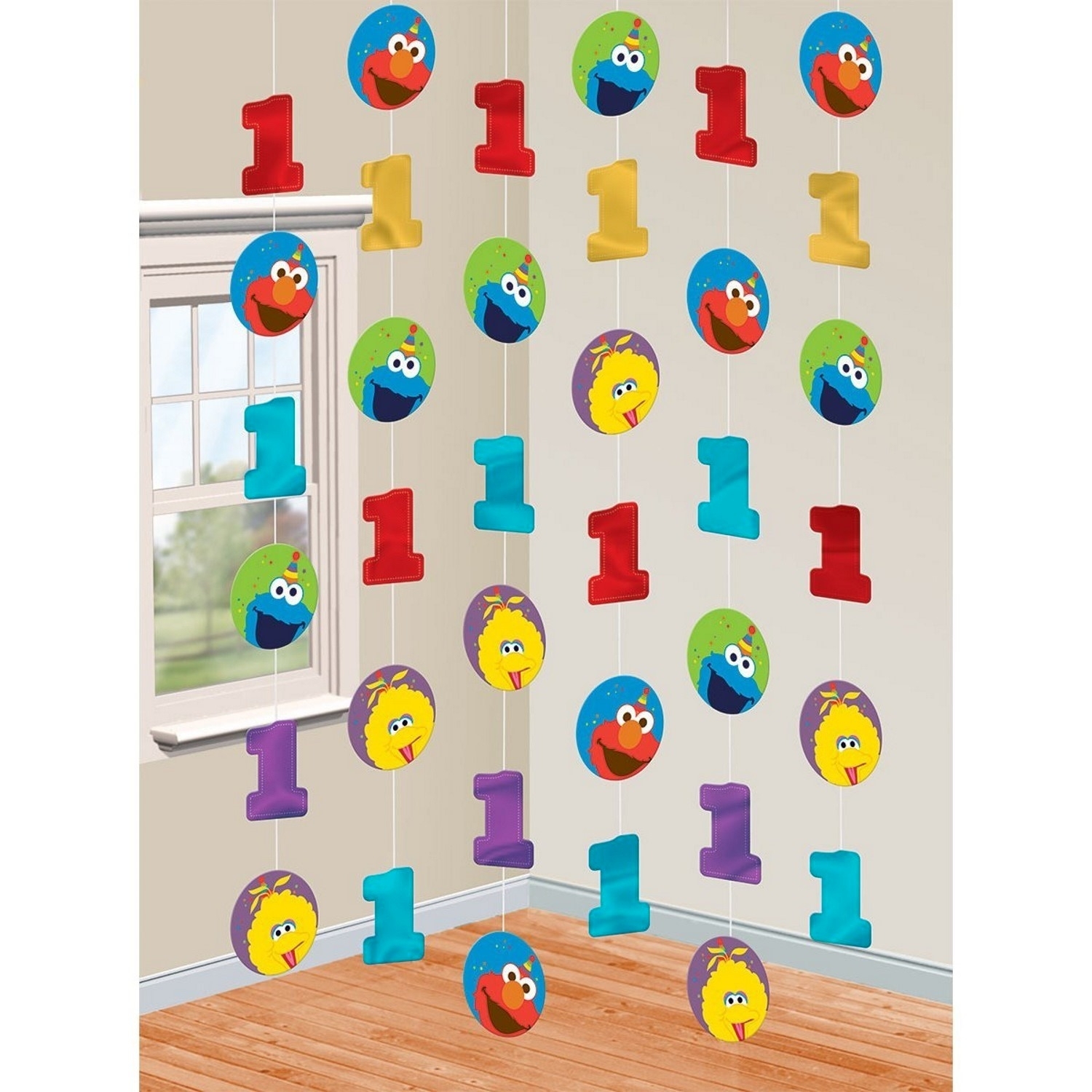 Elmo Turns One String Decorations (Pack of 6)