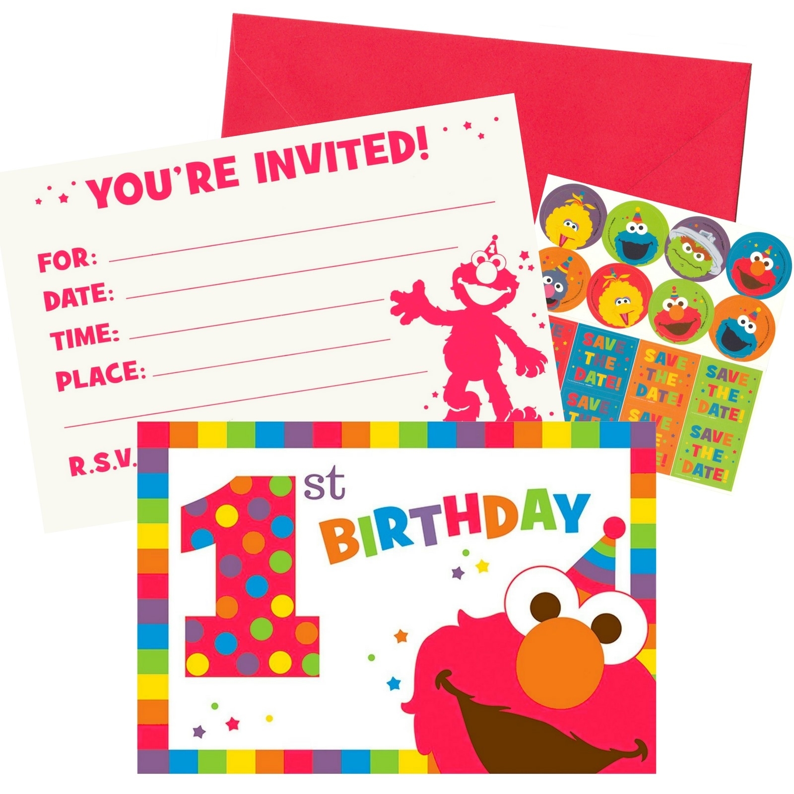 Elmo Turns One Invitation Set (Pack of 8)