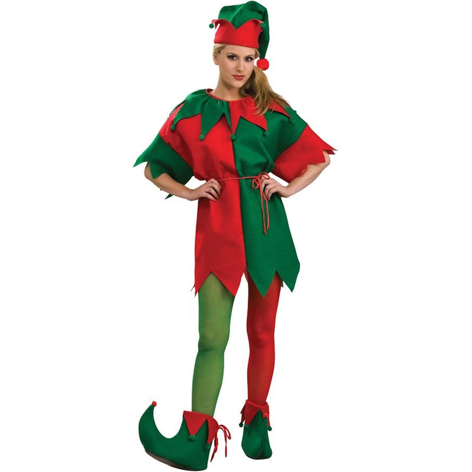 Red and Green Elf Adult Stockings Small