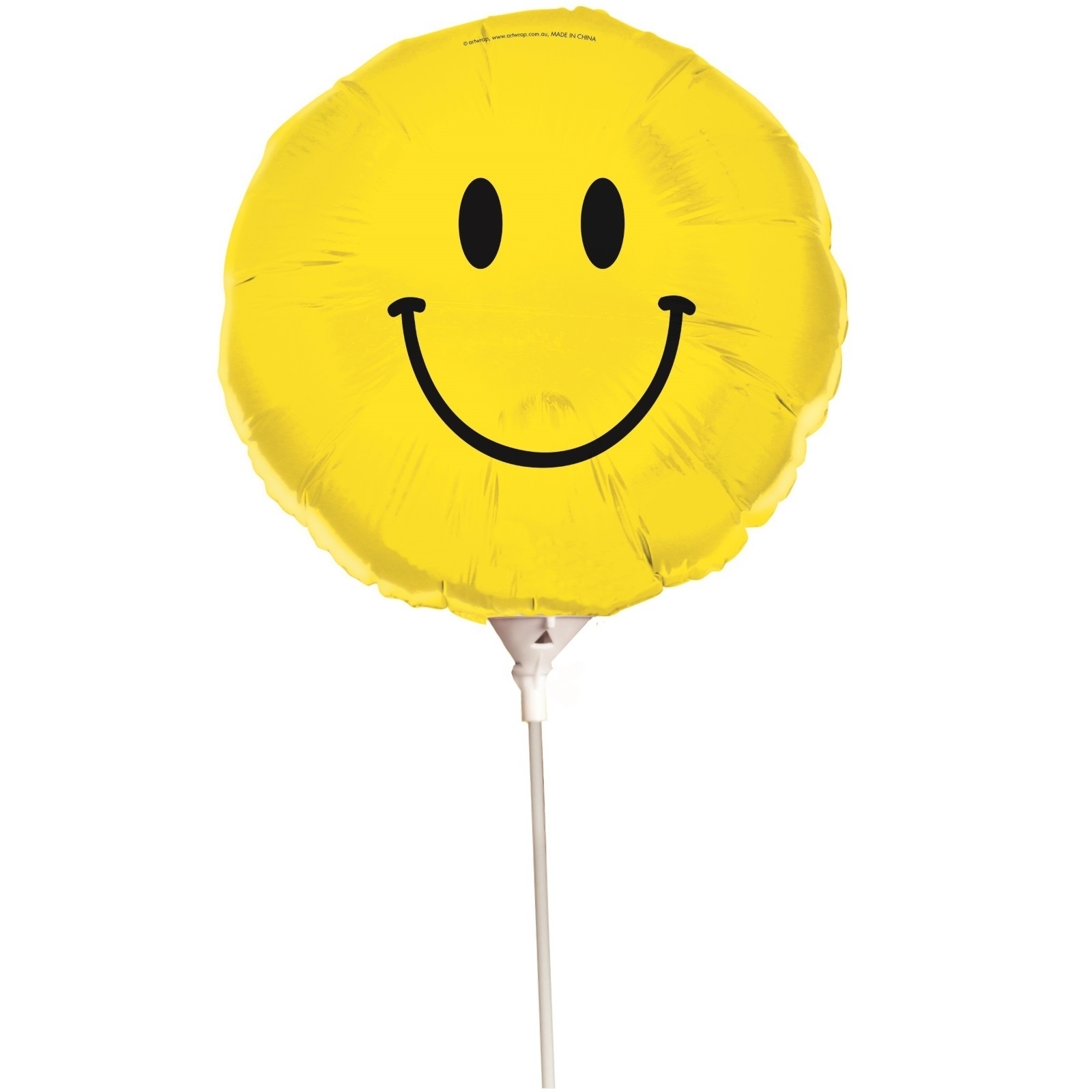 Smiley Face Air Fill Balloon with Stick 22cm