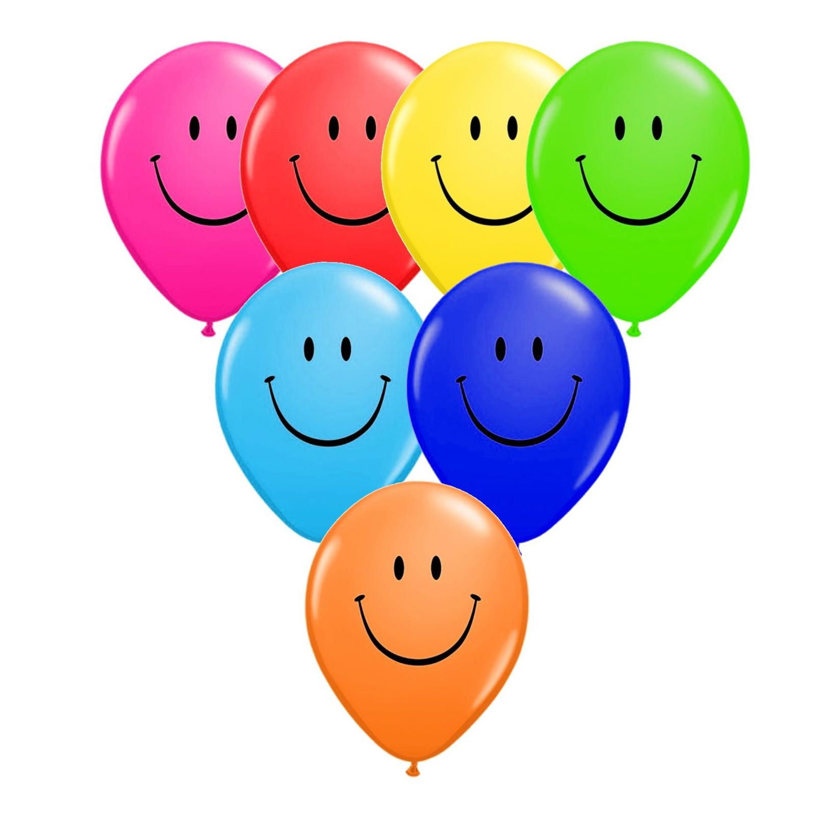 Coloured Smiley Face Balloons (Pack of 50)